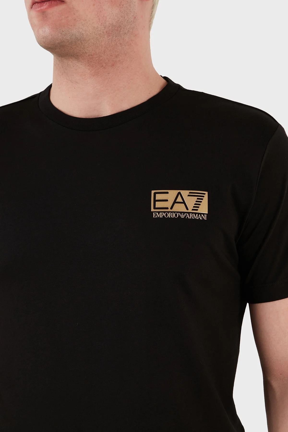 EA7 Logolu Pamuklu Bisiklet Yaka Regular Fit Erkek T Shirt 6LPT11 PJM9Z 1200 SİYAH - 3