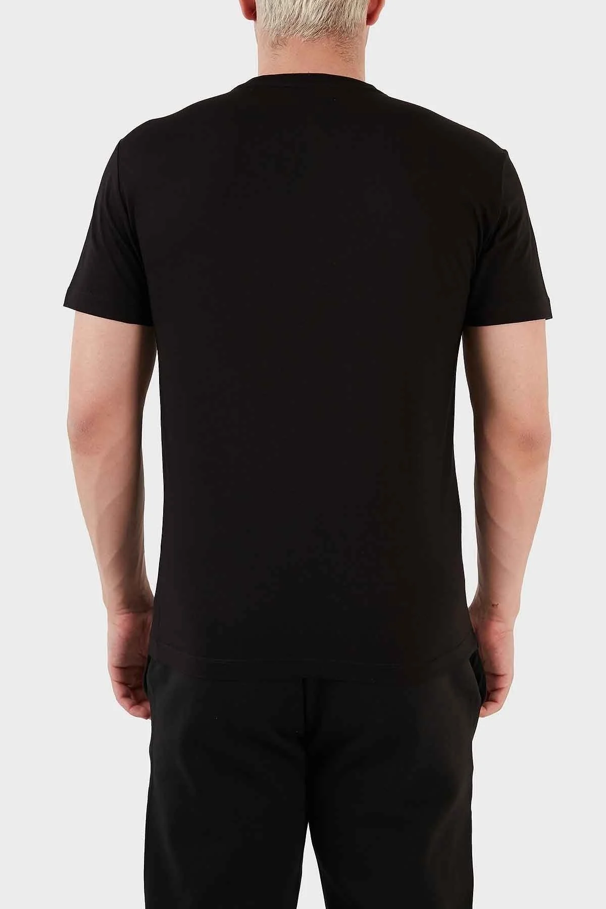 EA7 Logolu Pamuklu Bisiklet Yaka Regular Fit Erkek T Shirt 6LPT11 PJM9Z 1200 SİYAH - 4