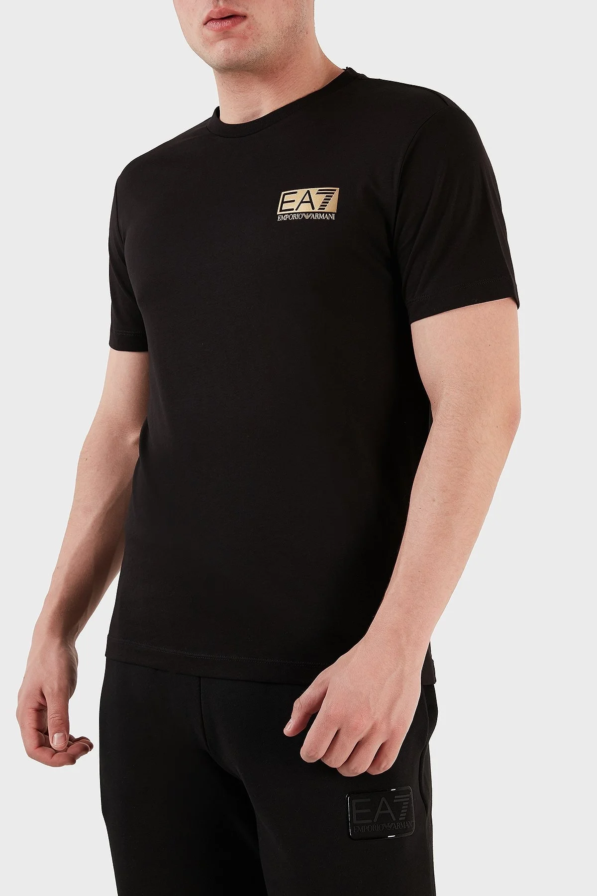 EA7 Logolu Pamuklu Bisiklet Yaka Regular Fit Erkek T Shirt 6LPT11 PJM9Z 1200 SİYAH - 5