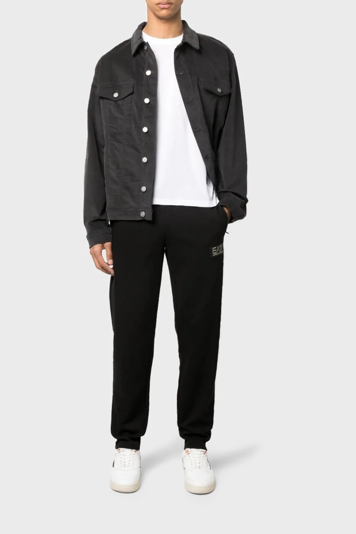 EA7 Logolu Pamuklu Cepli Loose Fit Spor Erkek Pantolon 3RPP68 PJFAZ 1200 SİYAH - 1