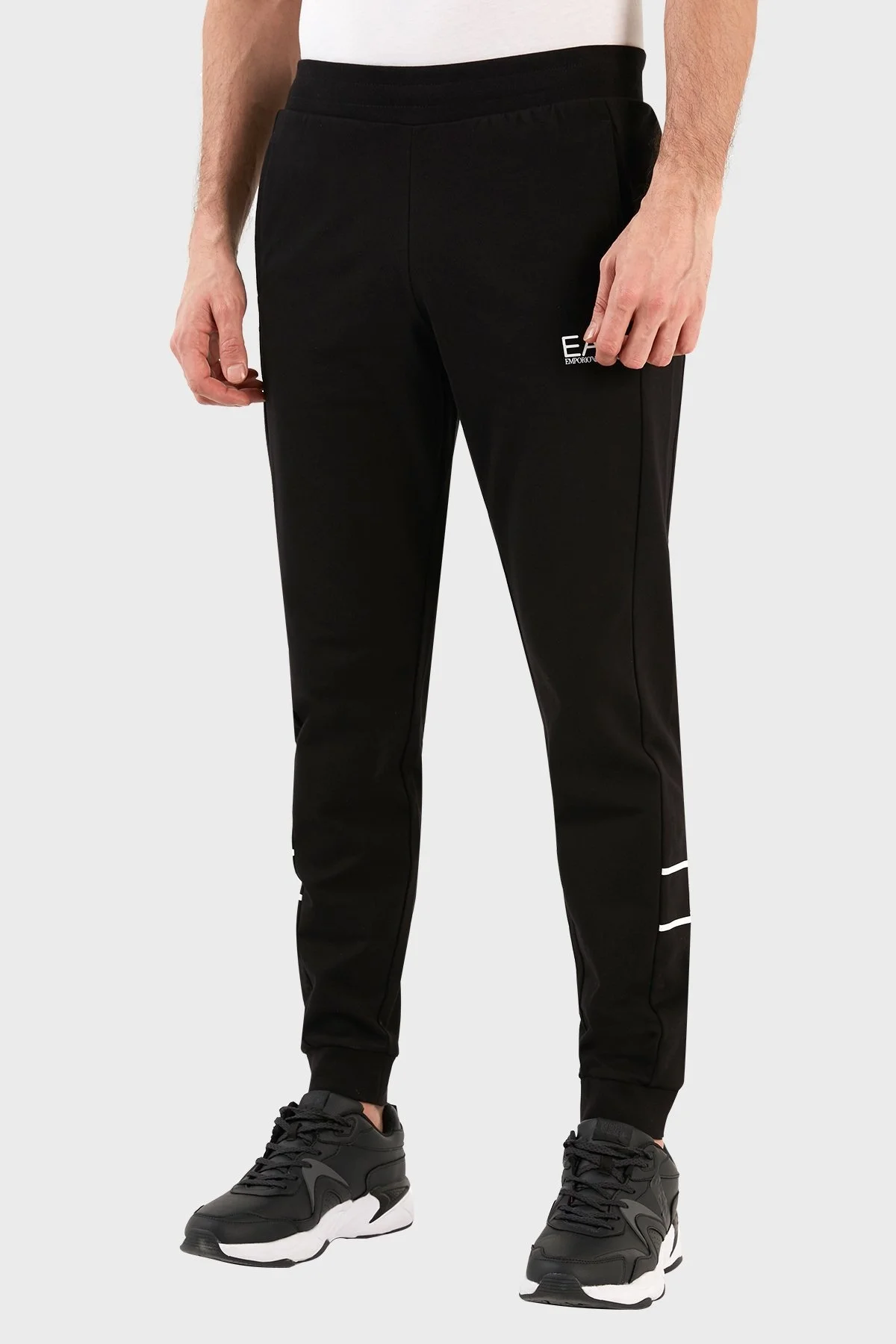 EA7 Logolu Pamuklu Fermuarlı Dik Yaka Regular Fit Erkek Eşofman Takımı 3RPV66 PJ05Z 0200 SİYAH - 3