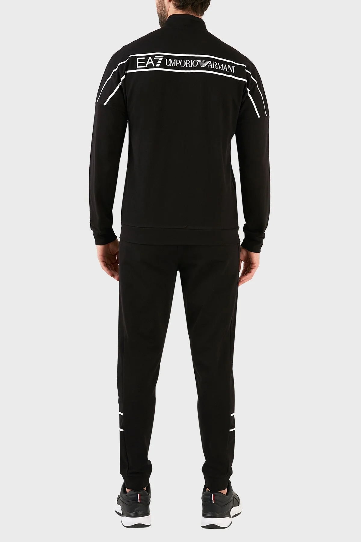 EA7 Logolu Pamuklu Fermuarlı Dik Yaka Regular Fit Erkek Eşofman Takımı 3RPV66 PJ05Z 0200 SİYAH - 4