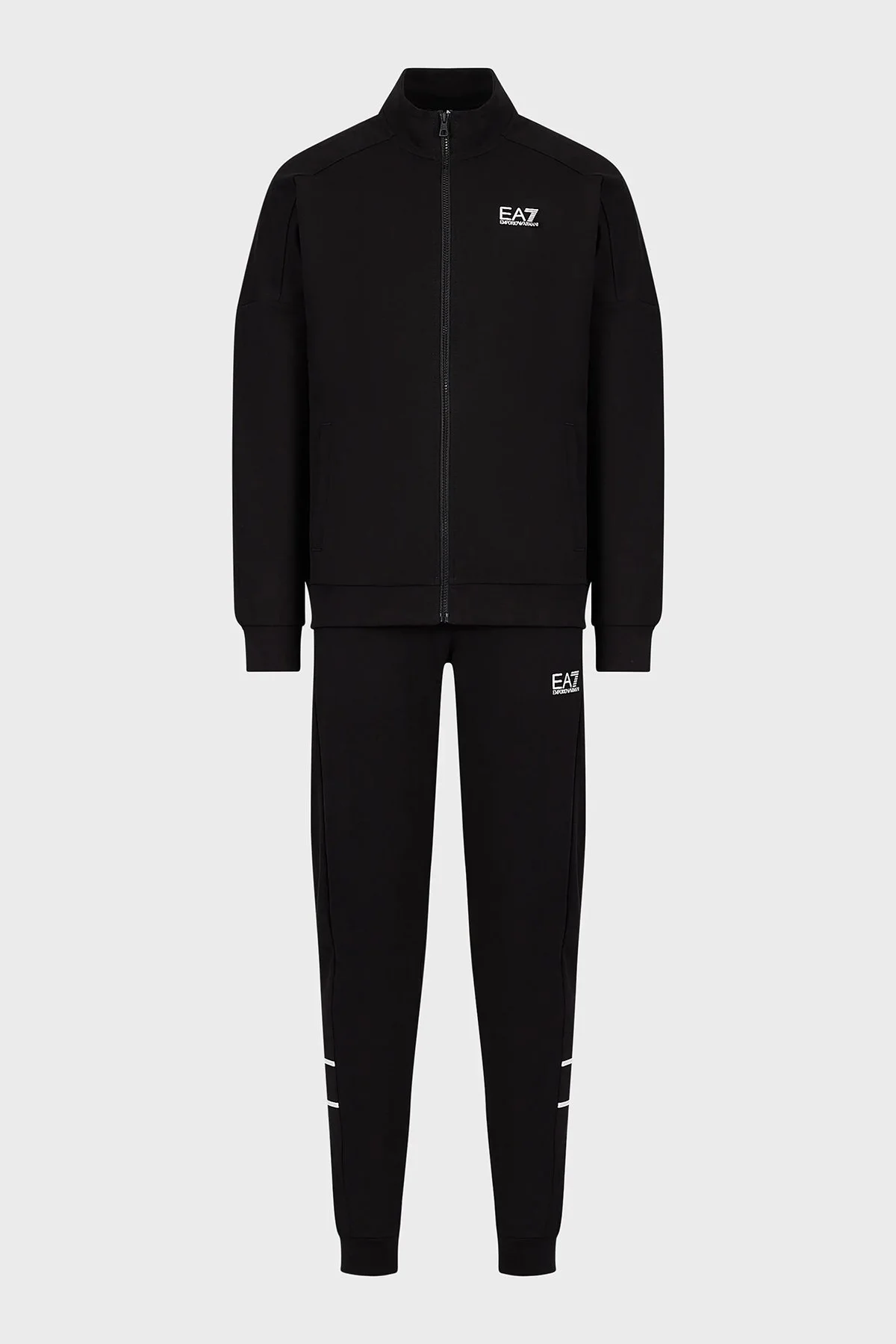 EA7 Logolu Pamuklu Fermuarlı Dik Yaka Regular Fit Erkek Eşofman Takımı 3RPV66 PJ05Z 0200 SİYAH - 6
