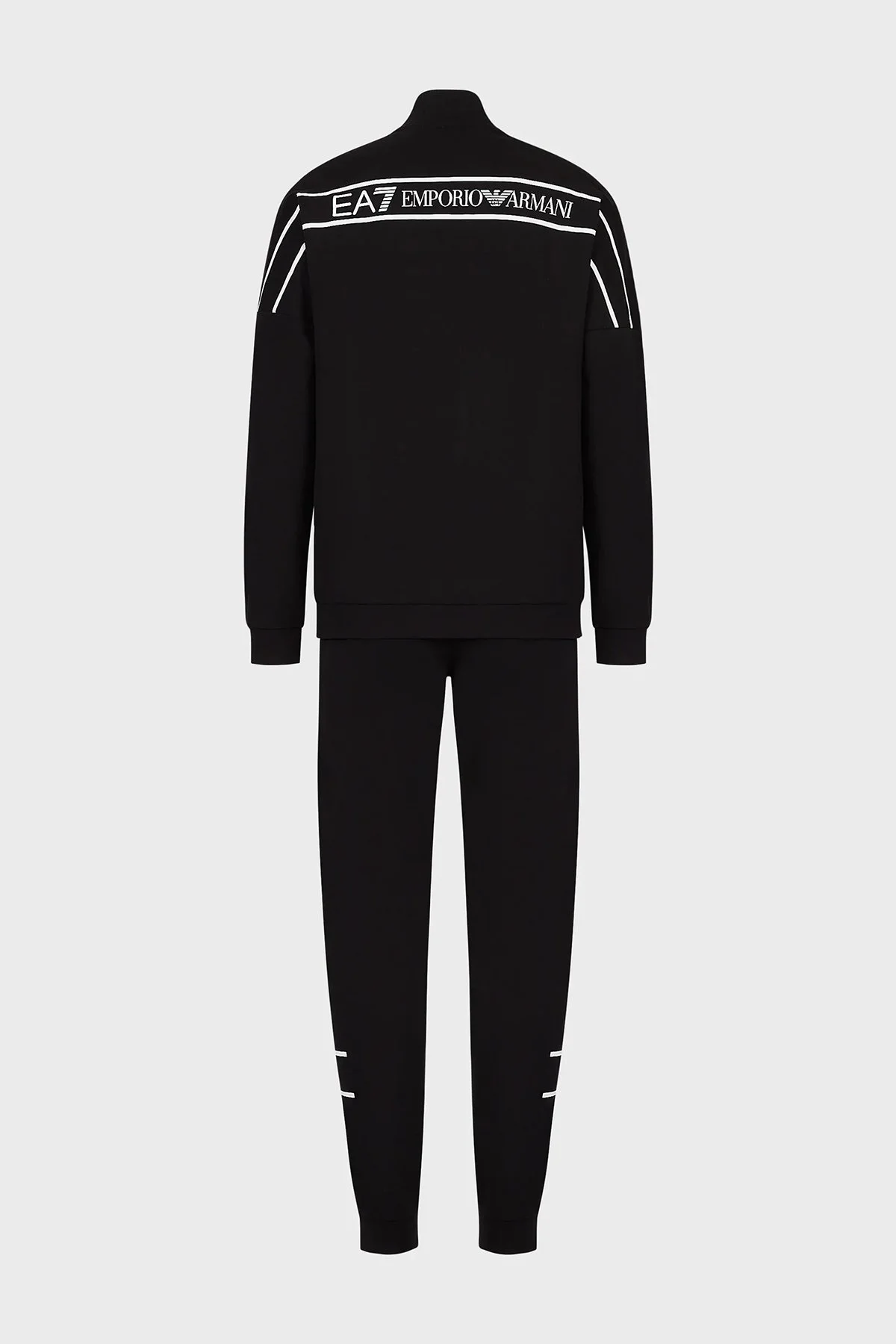 EA7 Logolu Pamuklu Fermuarlı Dik Yaka Regular Fit Erkek Eşofman Takımı 3RPV66 PJ05Z 0200 SİYAH - 7