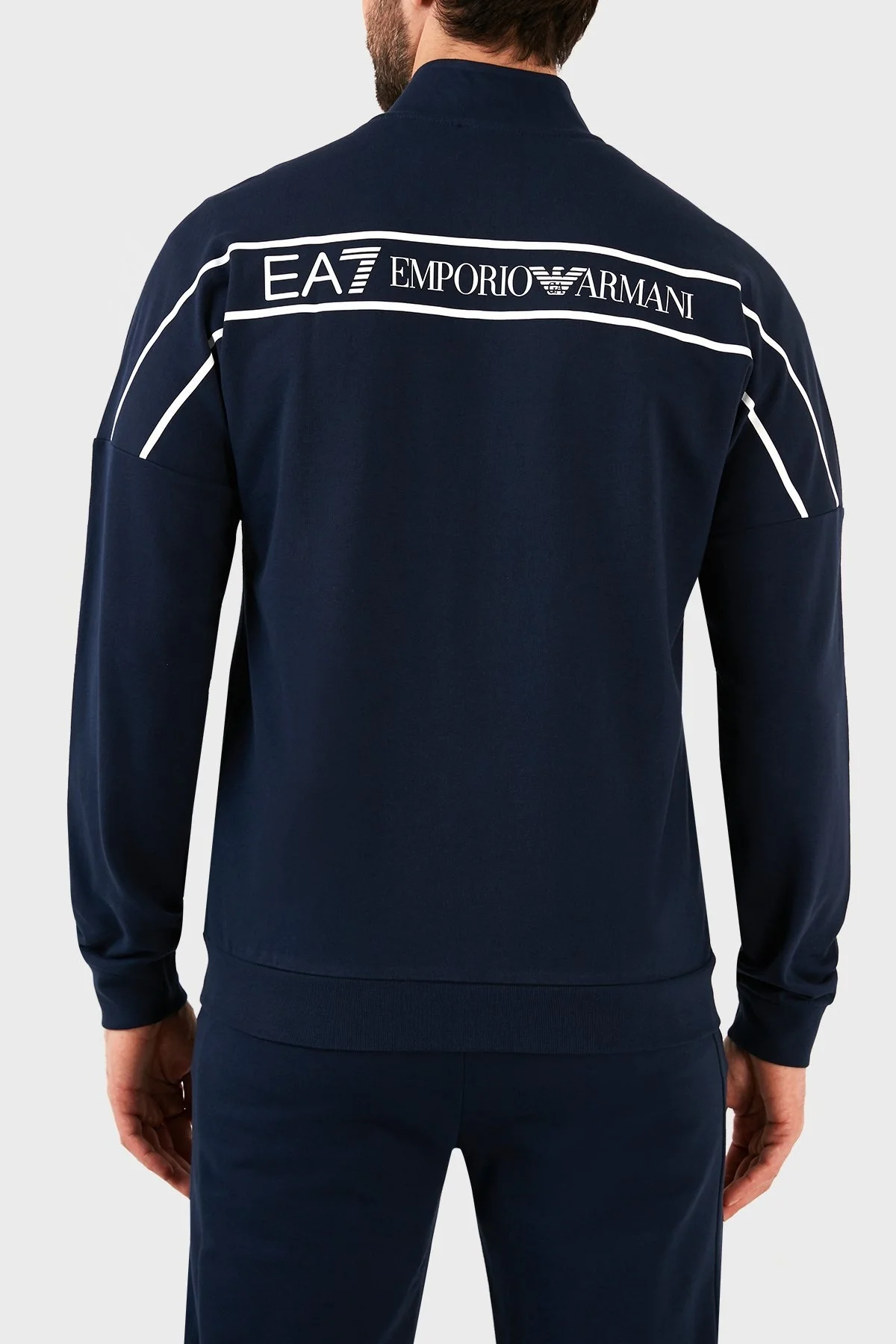 EA7 Logolu Pamuklu Fermuarlı Dik Yaka Regular Fit Erkek Eşofman Takımı 3RPV66 PJ05Z 1554 LACİVERT - 3
