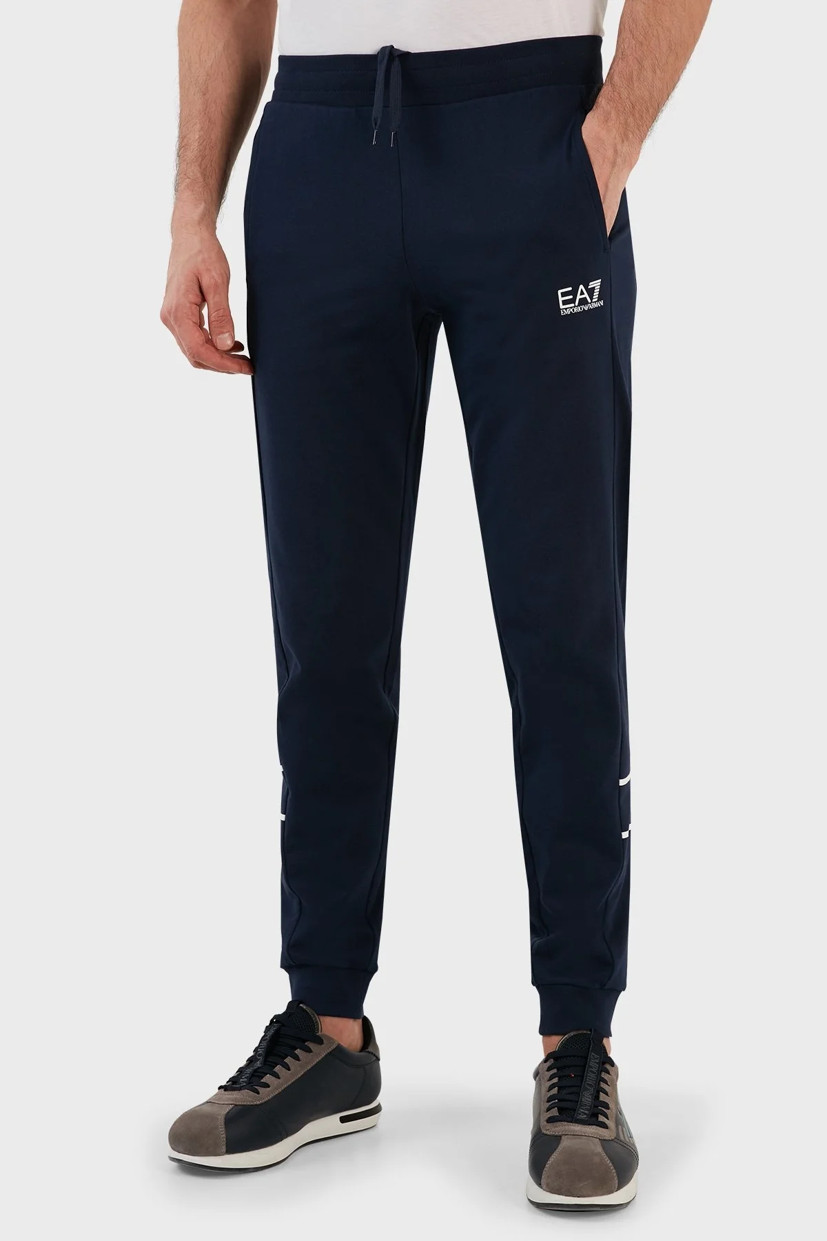 EA7 Logolu Pamuklu Fermuarlı Dik Yaka Regular Fit Erkek Eşofman Takımı 3RPV66 PJ05Z 1554 LACİVERT - 4