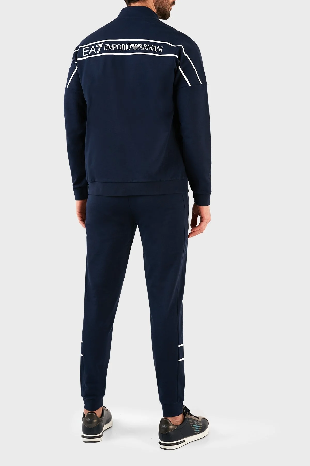 EA7 Logolu Pamuklu Fermuarlı Dik Yaka Regular Fit Erkek Eşofman Takımı 3RPV66 PJ05Z 1554 LACİVERT - 5