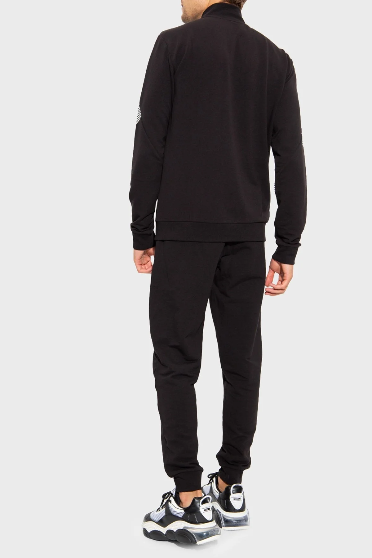 EA7 Logolu Pamuklu Fermuarlı Dik Yaka Regular Fit Erkek Eşofman Takımı 6LPV56 PJ9FZ 1200 SİYAH - 3