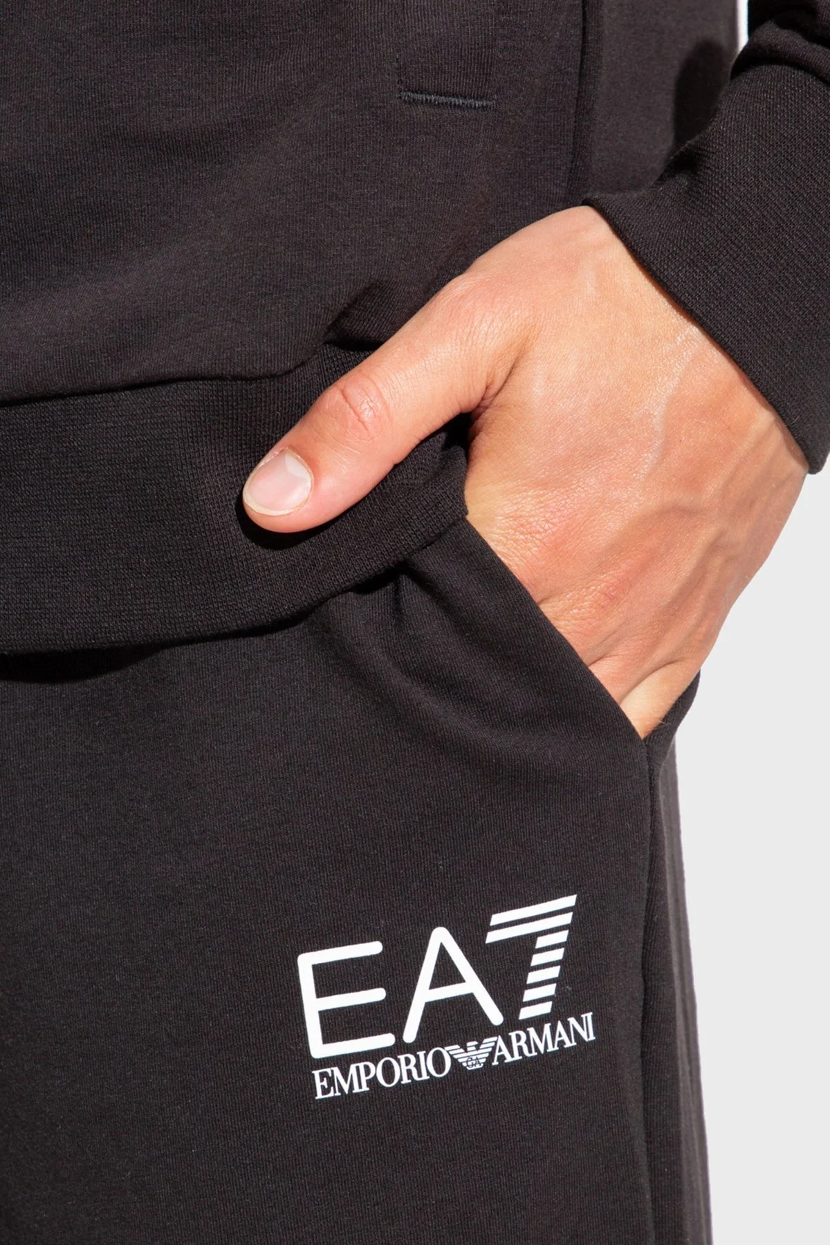 EA7 Logolu Pamuklu Fermuarlı Dik Yaka Regular Fit Erkek Eşofman Takımı 6LPV56 PJ9FZ 1200 SİYAH - 7