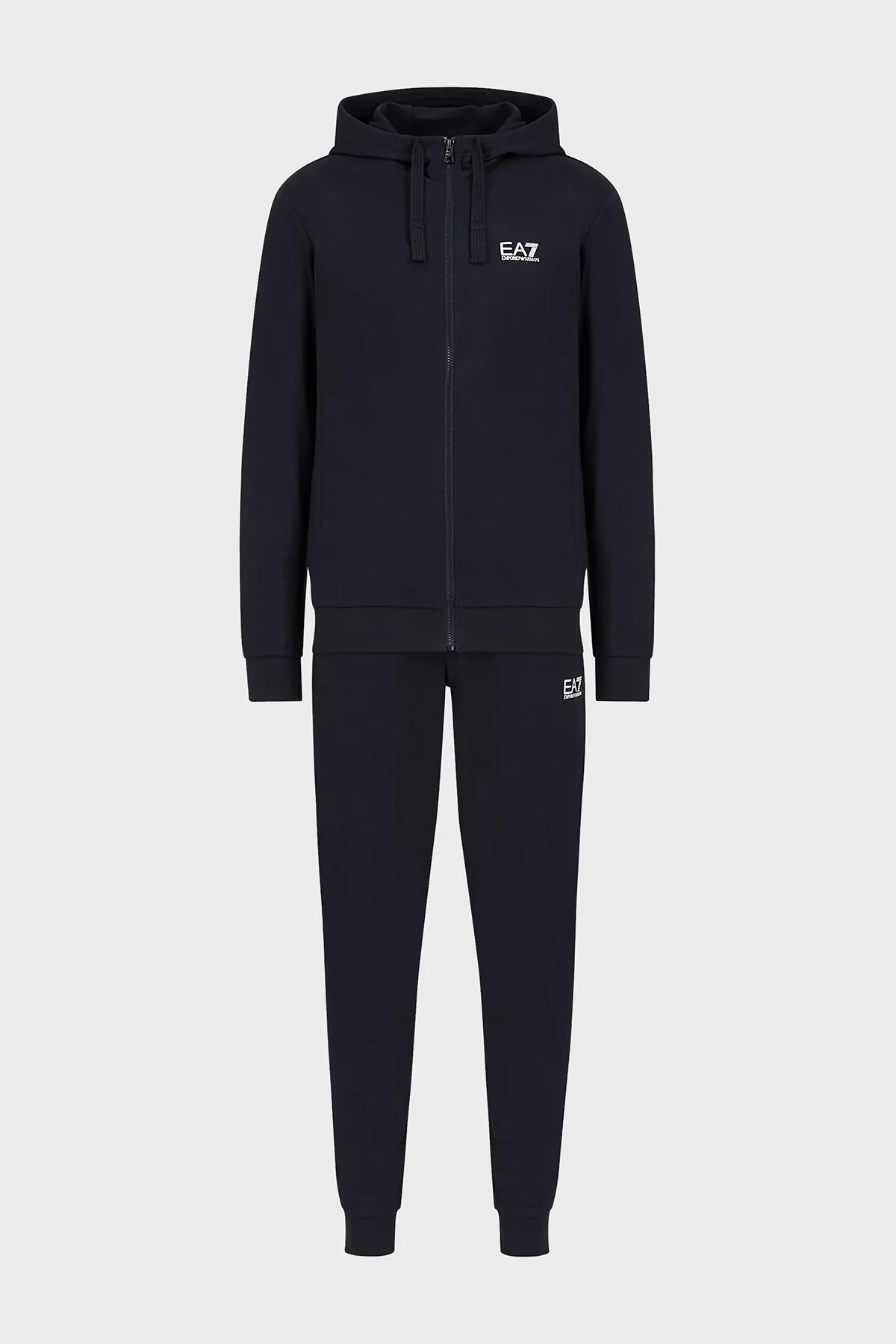 EA7 Logolu Pamuklu Fermuarlı Kapüşonlu Yaka Regular Fit Erkek Eşofman Takımı 8NPV80 PJ05Z 1578 LACİVERT - 3