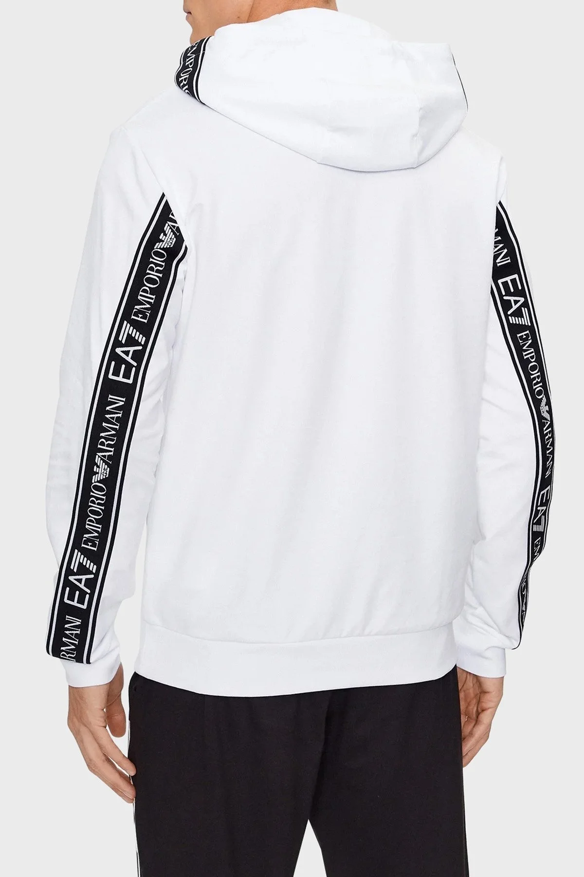 EA7 Logolu Pamuklu Regular Fit Kapüşonlu Erkek Sweat 6RPM13 PJ05Z 1100 BEYAZ - 2
