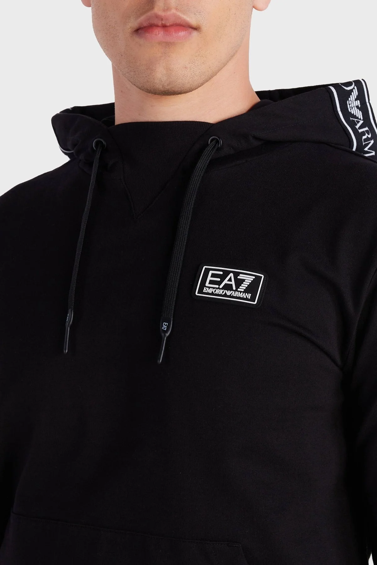 EA7 Logolu Pamuklu Kapüşonlu Erkek Sweat 6RPM13 PJ05Z 1200 SİYAH - 3