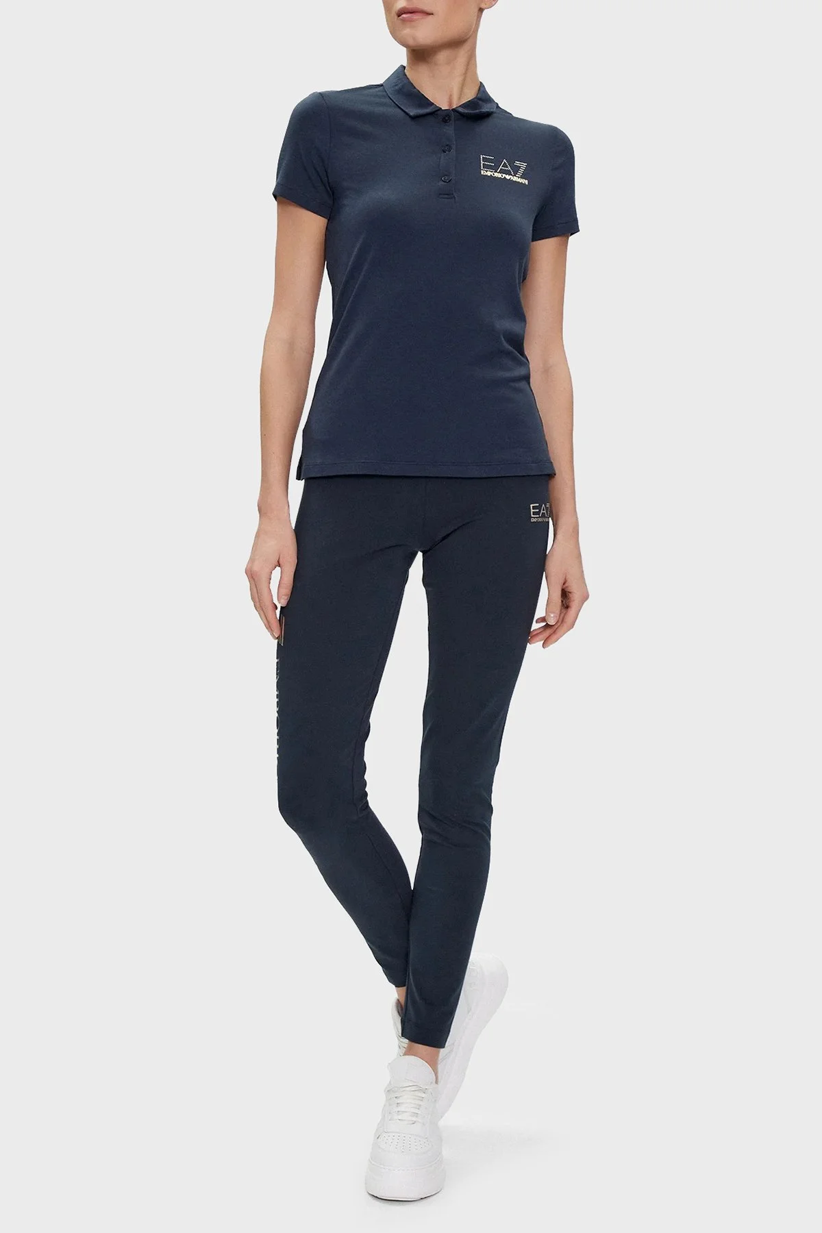 EA7 Logolu Pamuklu Regular Fit Kadın Polo Yaka T Shirt 3DTF04 TJ9DZ 1555 LACİVERT - 3