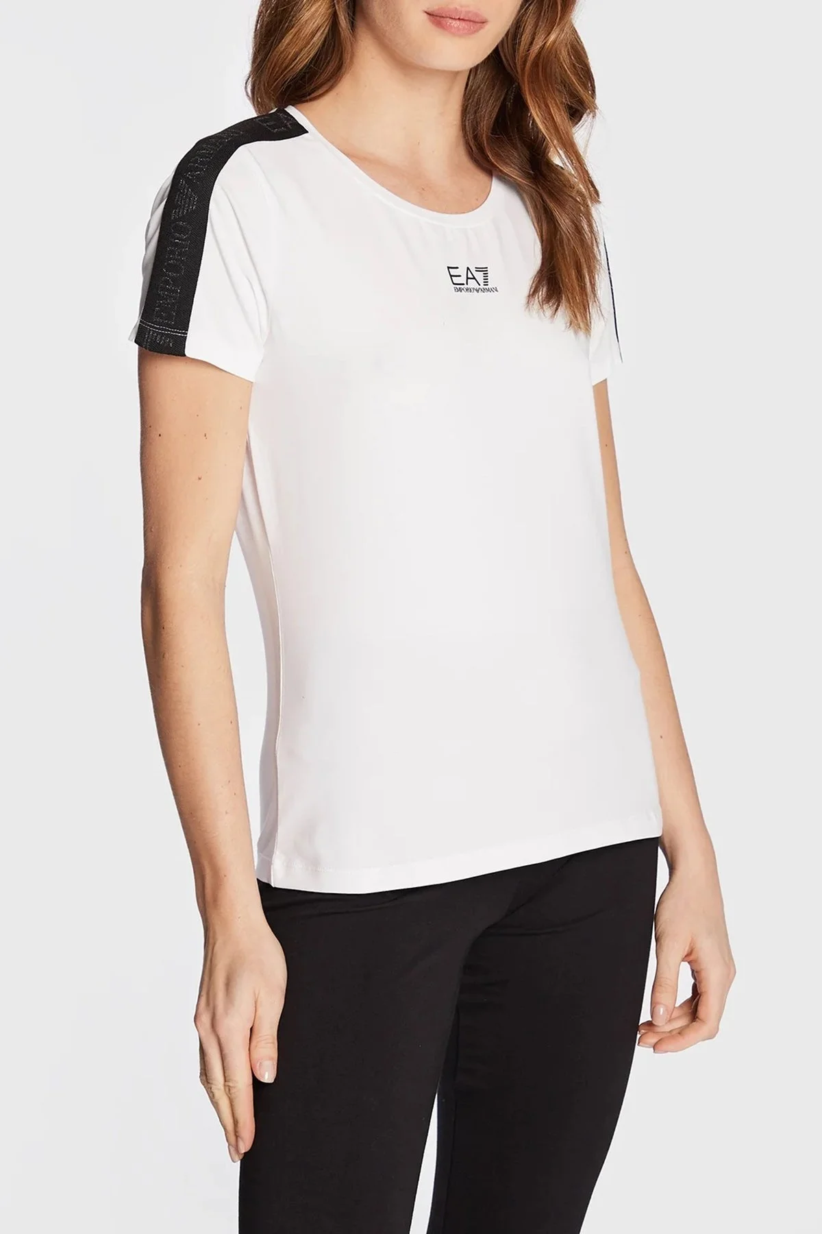 EA7 Logolu Pamuklu Regular Fit Bayan T Shirt 6LTT18 TJJLZ 1100 BEYAZ - 1