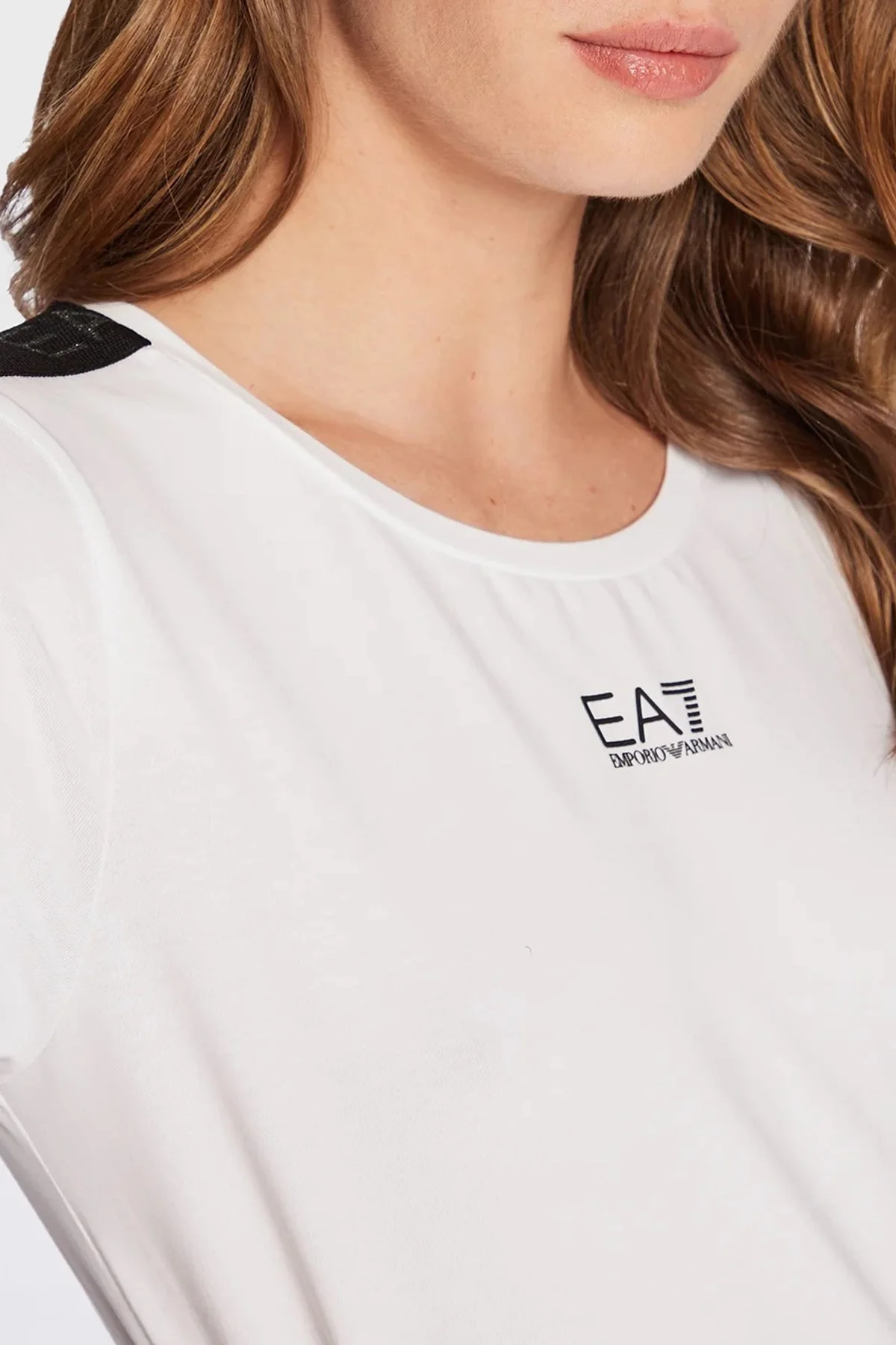 EA7 Logolu Pamuklu Regular Fit Bayan T Shirt 6LTT18 TJJLZ 1100 BEYAZ - 4