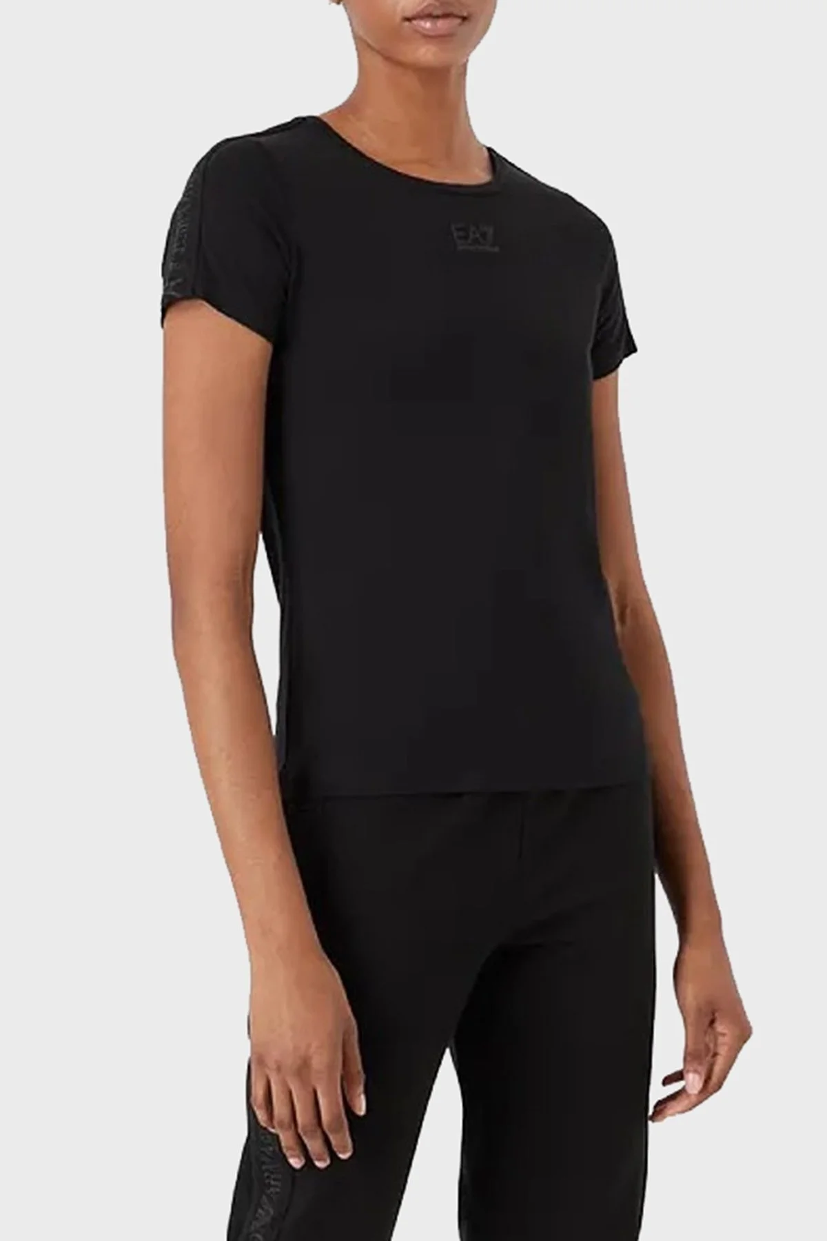 EA7 Logolu Pamuklu Regular Fit Bayan T Shirt 6LTT18 TJJLZ 1200 SİYAH - 1