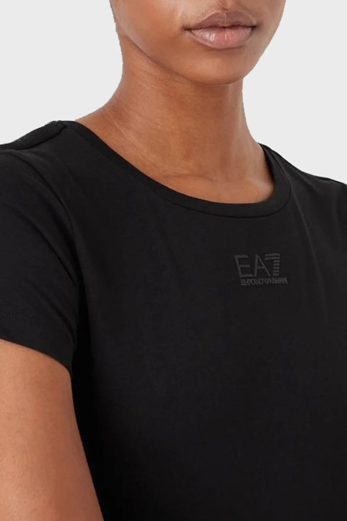 EA7 Logolu Pamuklu Regular Fit Kadın T Shirt 6LTT18 TJJLZ 1200 SİYAH - 3