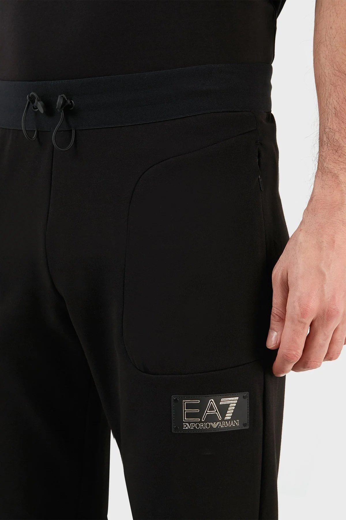 EA7 Logolu Pamuklu Regular Fit Cepli Jogger Spor Erkek Pantolon 3RPP67 PJFAZ 1200 SİYAH - 6