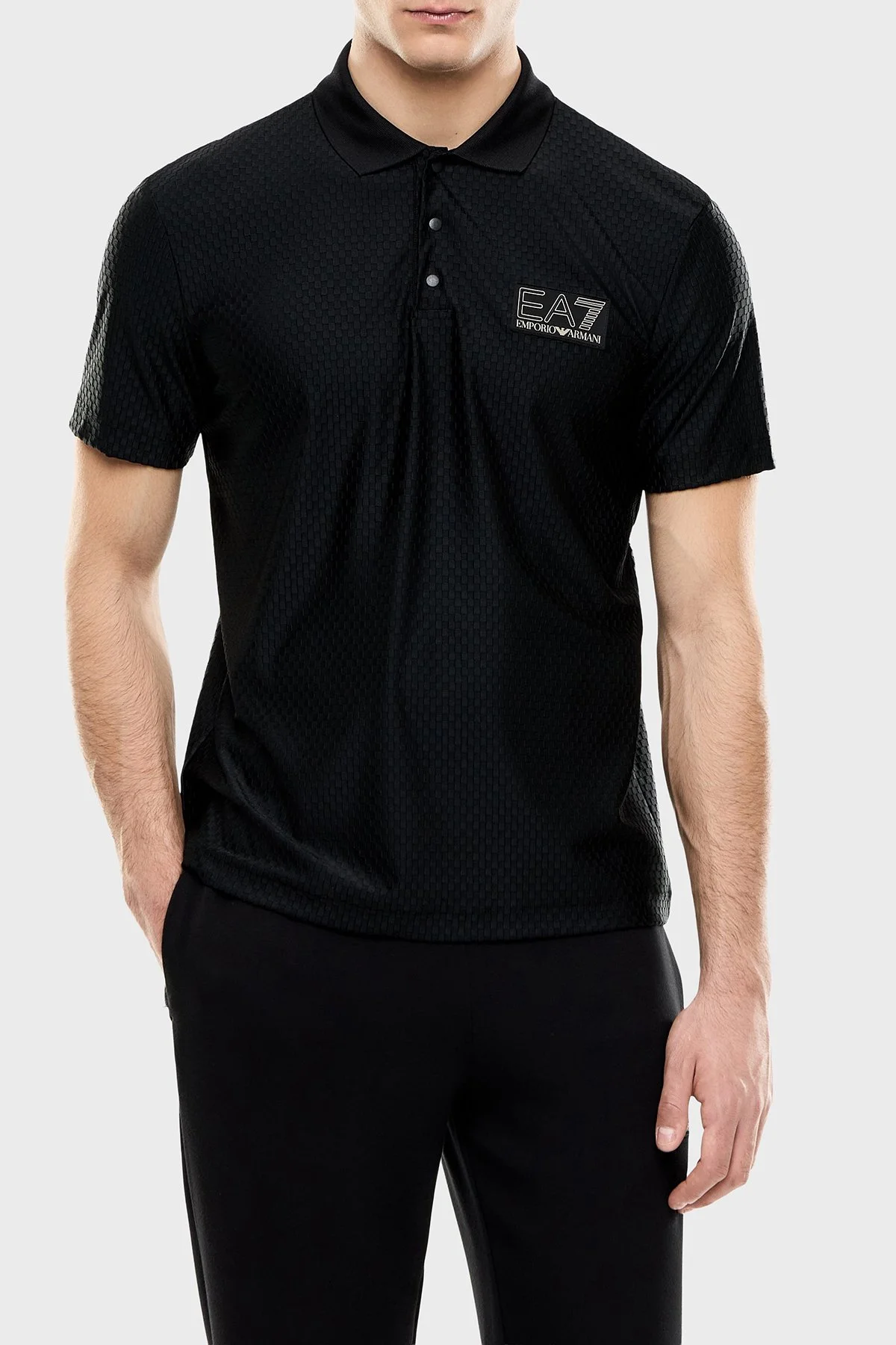 EA7 Logolu Pamuklu Regular Fit Düğmeli Erkek Polo 7M002256 AF26529 UC001 Siyah - 1