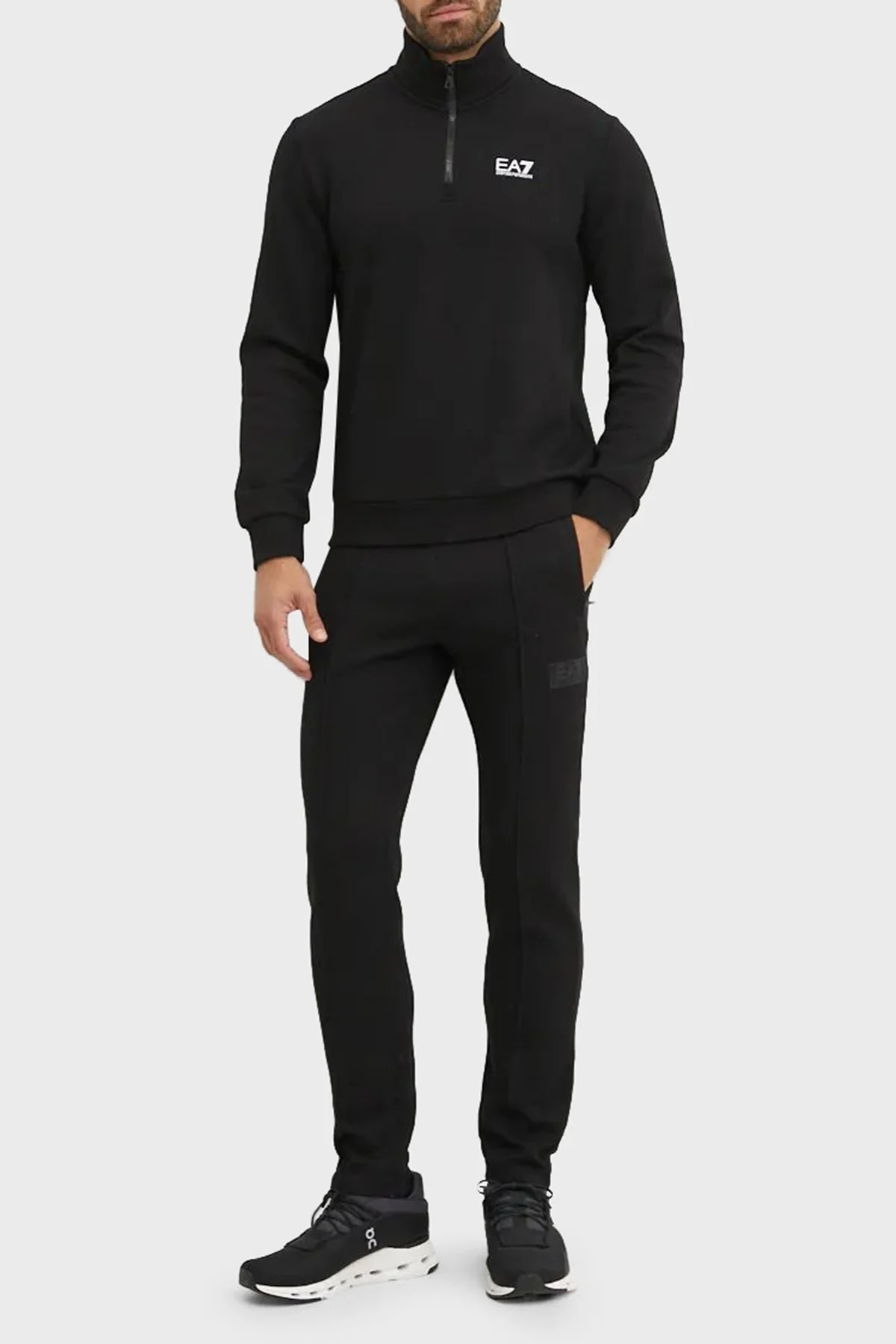 EA7 Logolu Pamuklu Regular Fit Düz Paça Jogger Erkek Pantolon 6DPP68 PJODZ 1200 SİYAH - 2