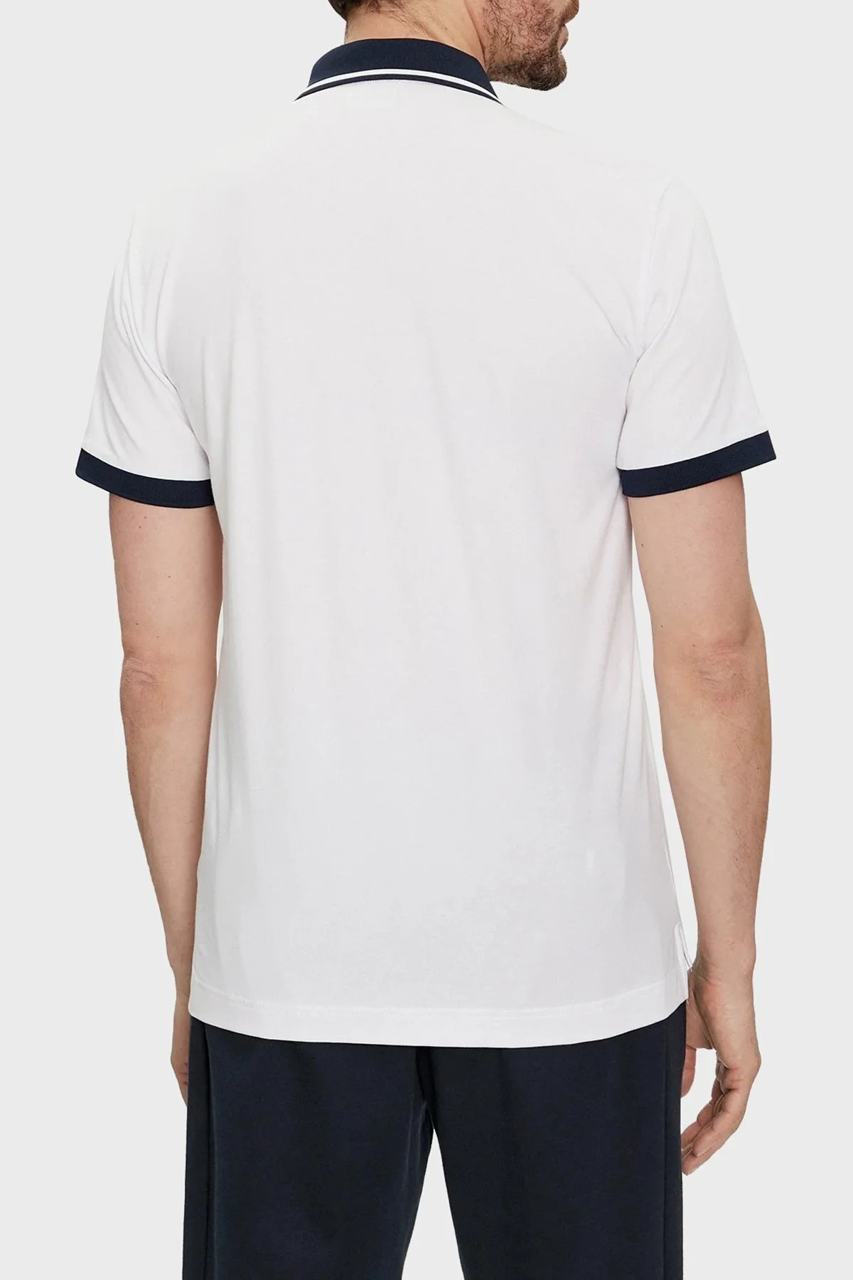 EA7 Logolu Pamuklu Regular Fit Erkek Polo Yaka T Shirt 3DPF17 PJ03Z 1100 BEYAZ - 2