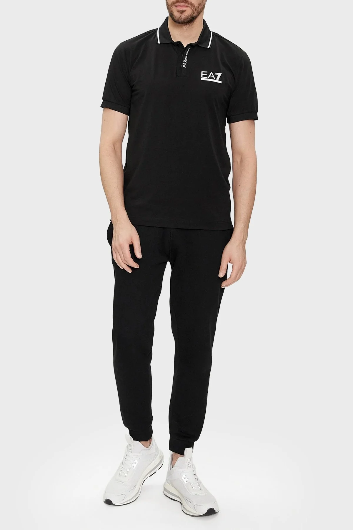 EA7 Logolu Pamuklu Regular Fit Erkek Polo Yaka T Shirt 3DPF17 PJ03Z 1200 SİYAH - 2