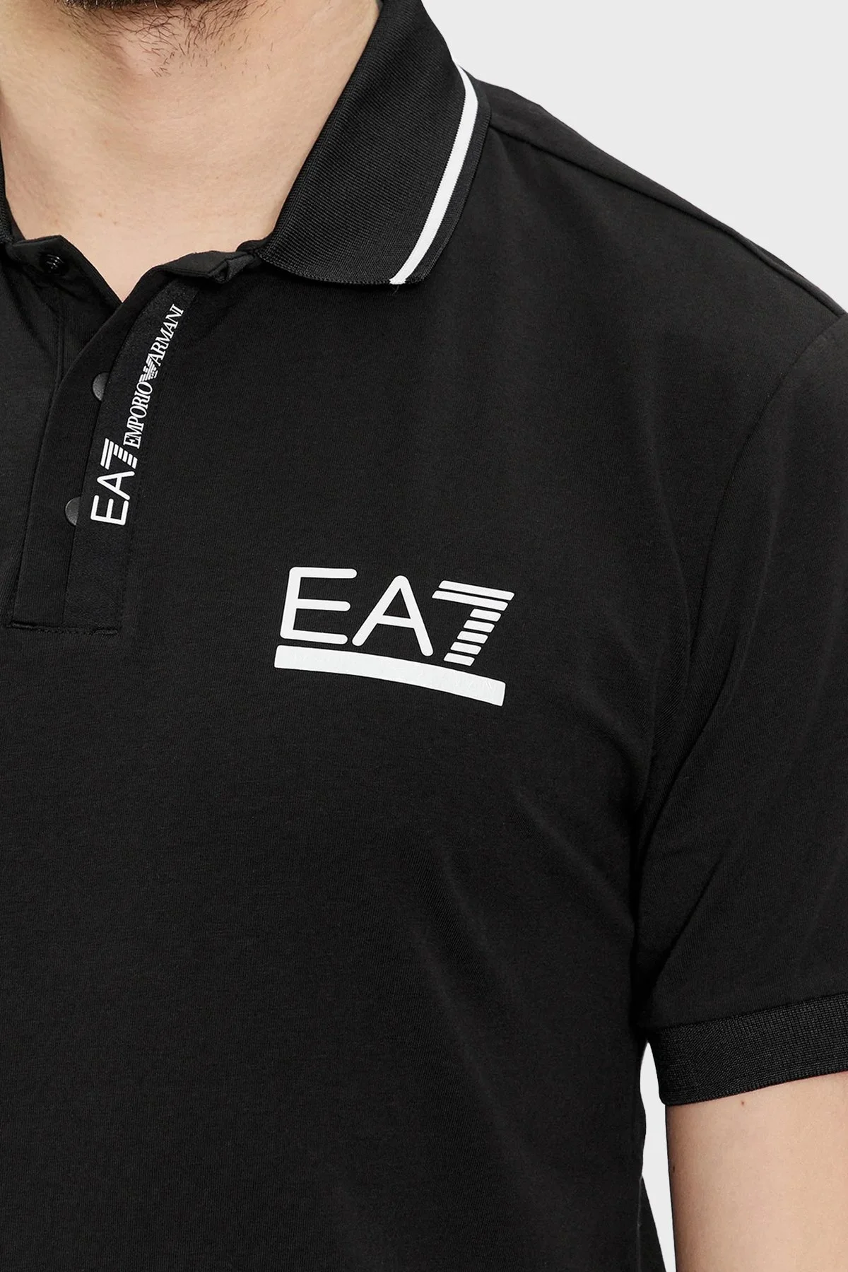 EA7 Logolu Pamuklu Regular Fit Erkek Polo Yaka T Shirt 3DPF17 PJ03Z 1200 SİYAH - 4