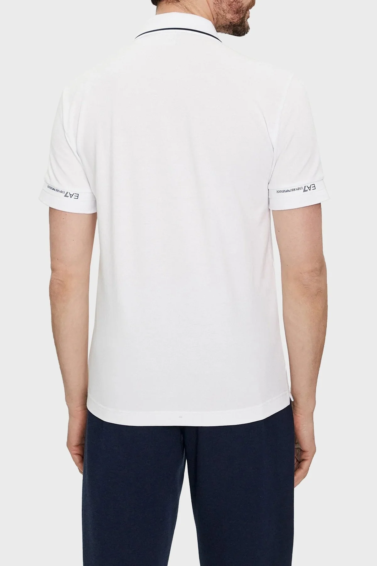 EA7 Logolu Pamuklu Regular Fit Erkek Polo Yaka T Shirt 3DPF19 PJ04Z 1100 BEYAZ - 2