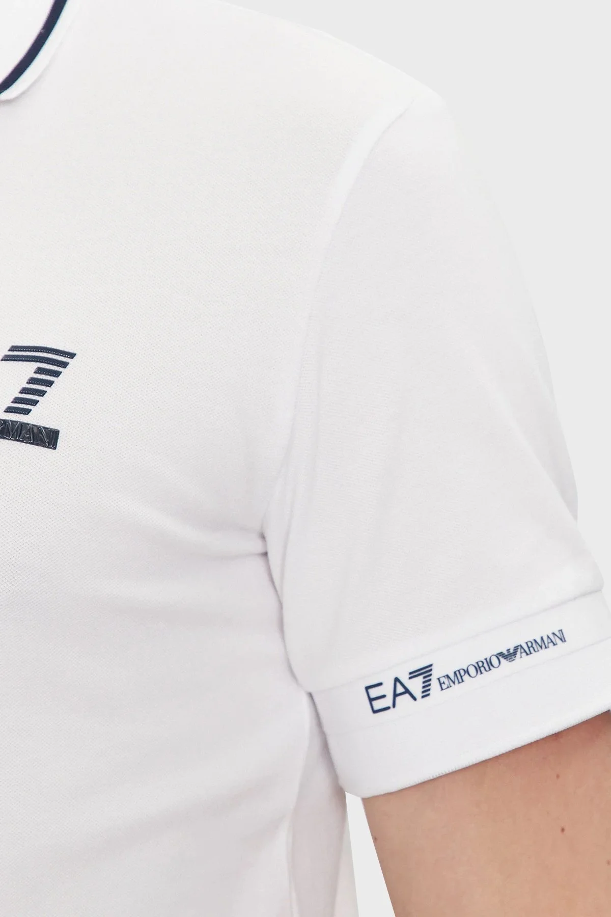 EA7 Logolu Pamuklu Regular Fit Erkek Polo Yaka T Shirt 3DPF19 PJ04Z 1100 BEYAZ - 4