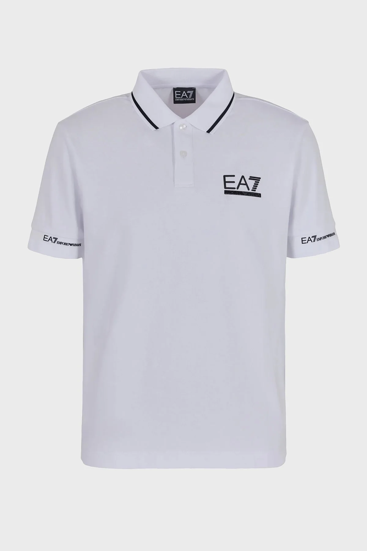EA7 Logolu Pamuklu Regular Fit Erkek Polo Yaka T Shirt 3DPF19 PJ04Z 1100 BEYAZ - 6