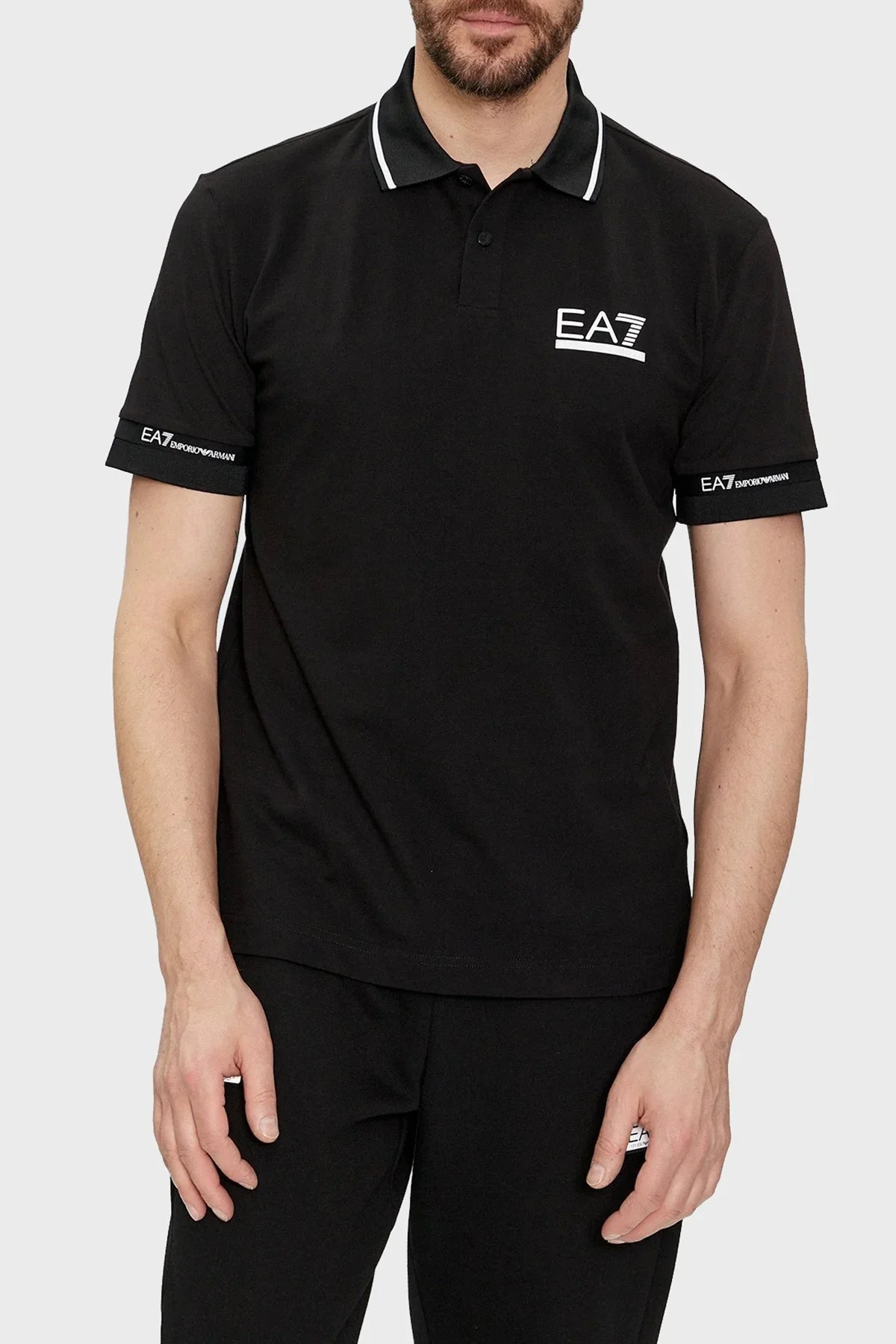EA7 Logolu Pamuklu Regular Fit Erkek Polo Yaka T Shirt 3DPF19 PJ04Z 1200 SİYAH - 1