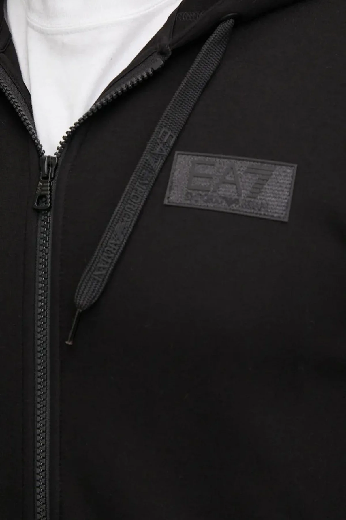 EA7 Logolu Pamuklu Regular Fit Kapüşonlu Erkek Sweat 6DPM26 PJODZ 1200 SİYAH - 5