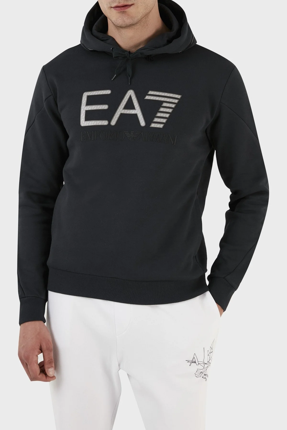 EA7 Logolu Pamuklu Regular Fit Kapüşonlu Erkek Sweat 6LPM88 PJ07Z 1578 LACİVERT - 1