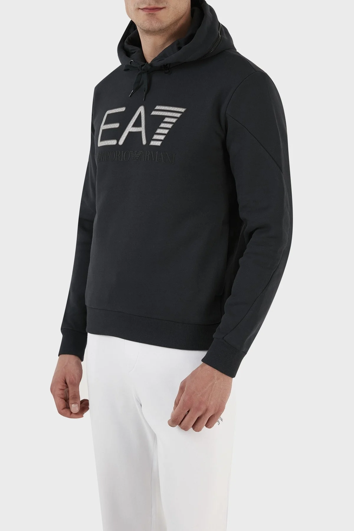 EA7 Logolu Pamuklu Regular Fit Kapüşonlu Erkek Sweat 6LPM88 PJ07Z 1578 LACİVERT - 2