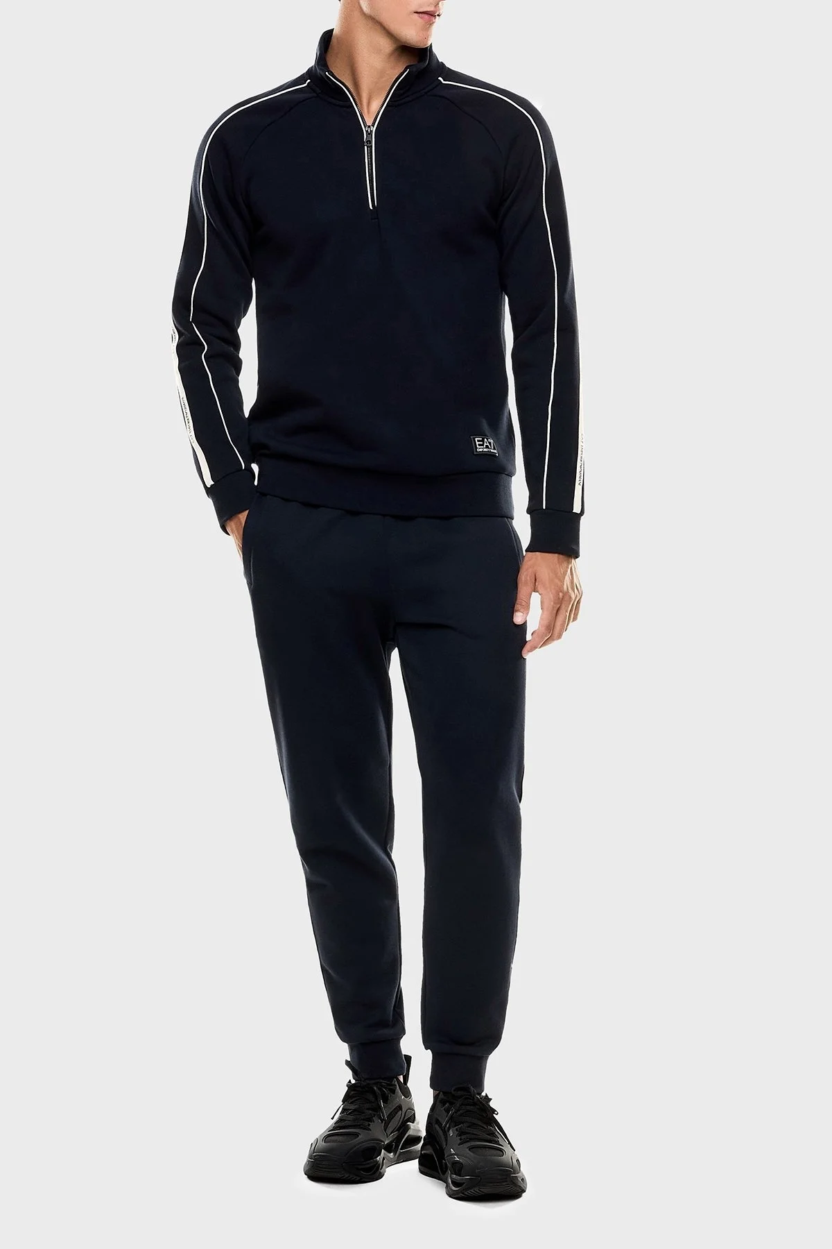 EA7 Logolu Pamuklu Regular Fit Yarım Fermuarlı Dik Yaka Erkek Sweat 7M000971 AF10377 UB102 LACİVERT - 2