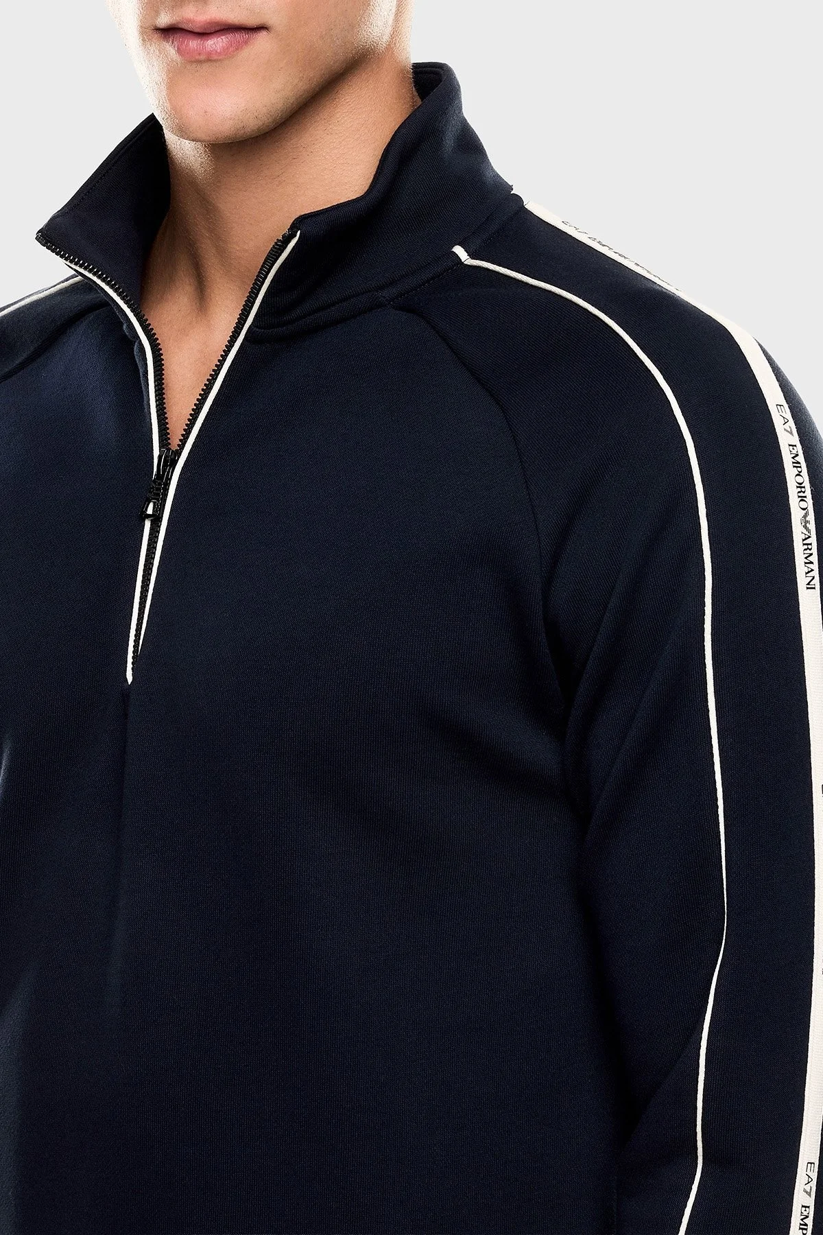 EA7 Logolu Pamuklu Regular Fit Yarım Fermuarlı Dik Yaka Erkek Sweat 7M000971 AF10377 UB102 LACİVERT - 4