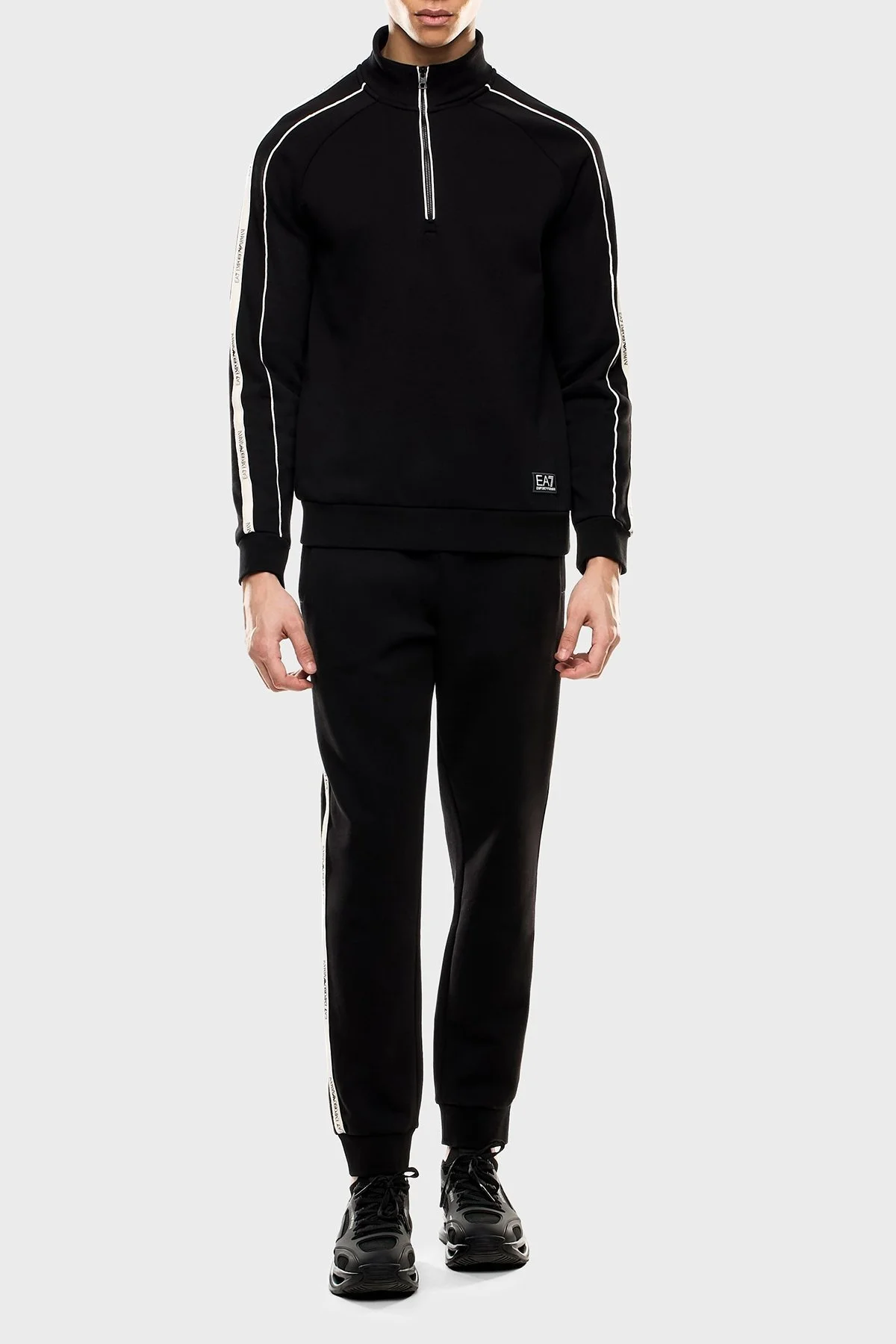 EA7 Logolu Pamuklu Regular Fit Yarım Fermuarlı Dik Yaka Erkek Sweat 7M000971 AF10377 UC001 SİYAH - 2