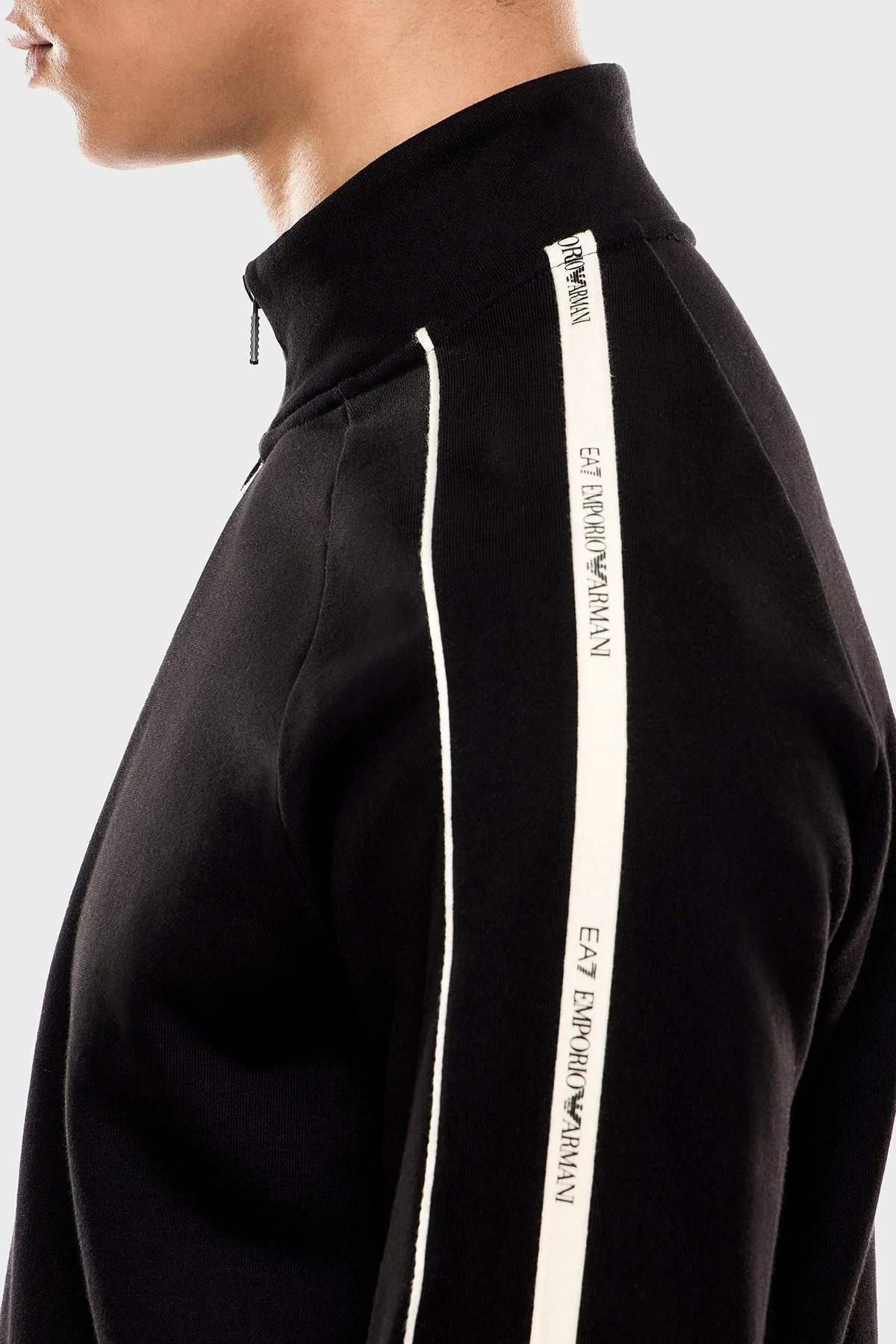 EA7 Logolu Pamuklu Regular Fit Yarım Fermuarlı Dik Yaka Erkek Sweat 7M000971 AF10377 UC001 SİYAH - 4