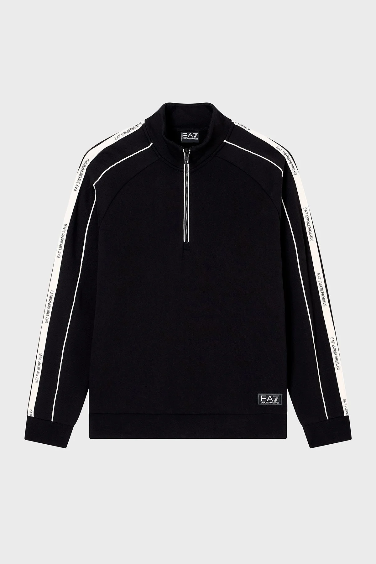 EA7 Logolu Pamuklu Regular Fit Yarım Fermuarlı Dik Yaka Erkek Sweat 7M000971 AF10377 UC001 SİYAH - 5