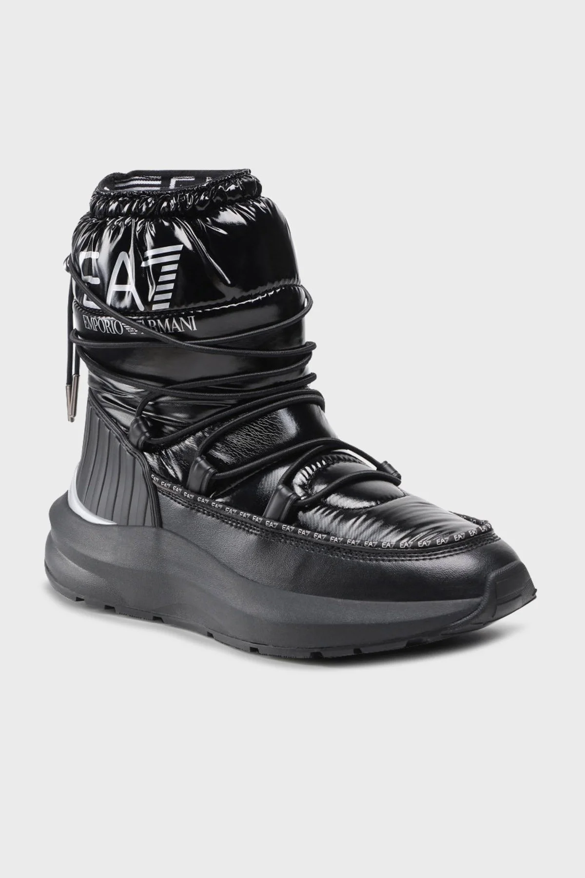 EA7 Logolu Parlak Görünümlü Unisex Bot X8M002 XK230 R926 SİYAH - 2