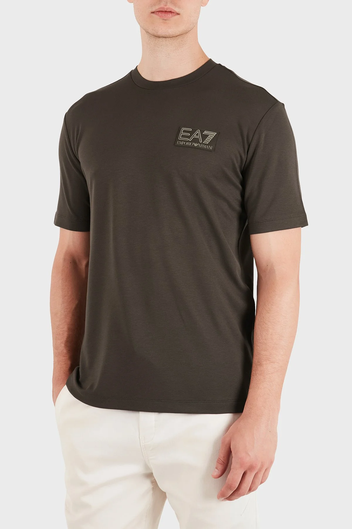 EA7 Logolu Regular Fit Bisiklet Yaka Erkek T Shirt 7M002238 AF13739 U6027 Kahve - 1