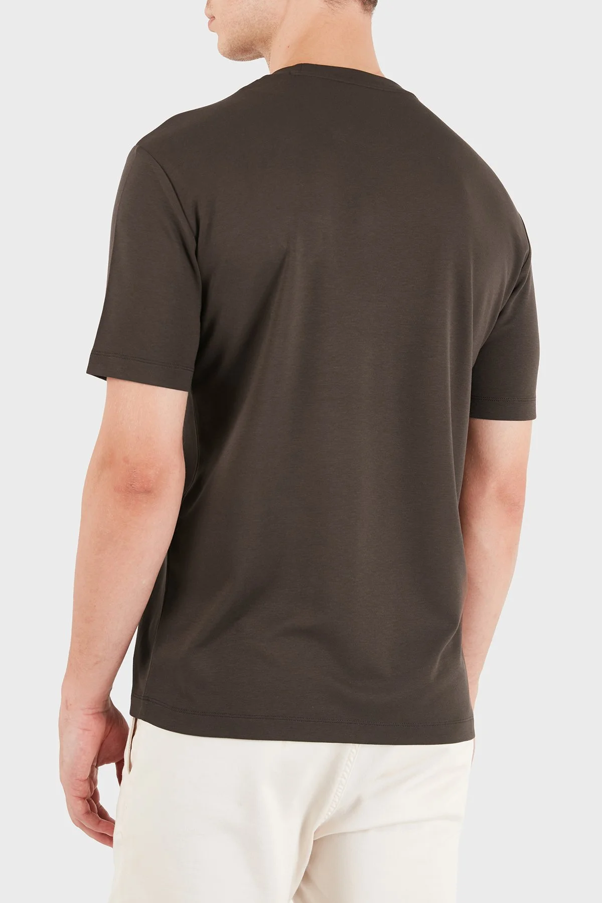 EA7 Logolu Regular Fit Bisiklet Yaka Erkek T Shirt 7M002238 AF13739 U6027 Kahve - 2