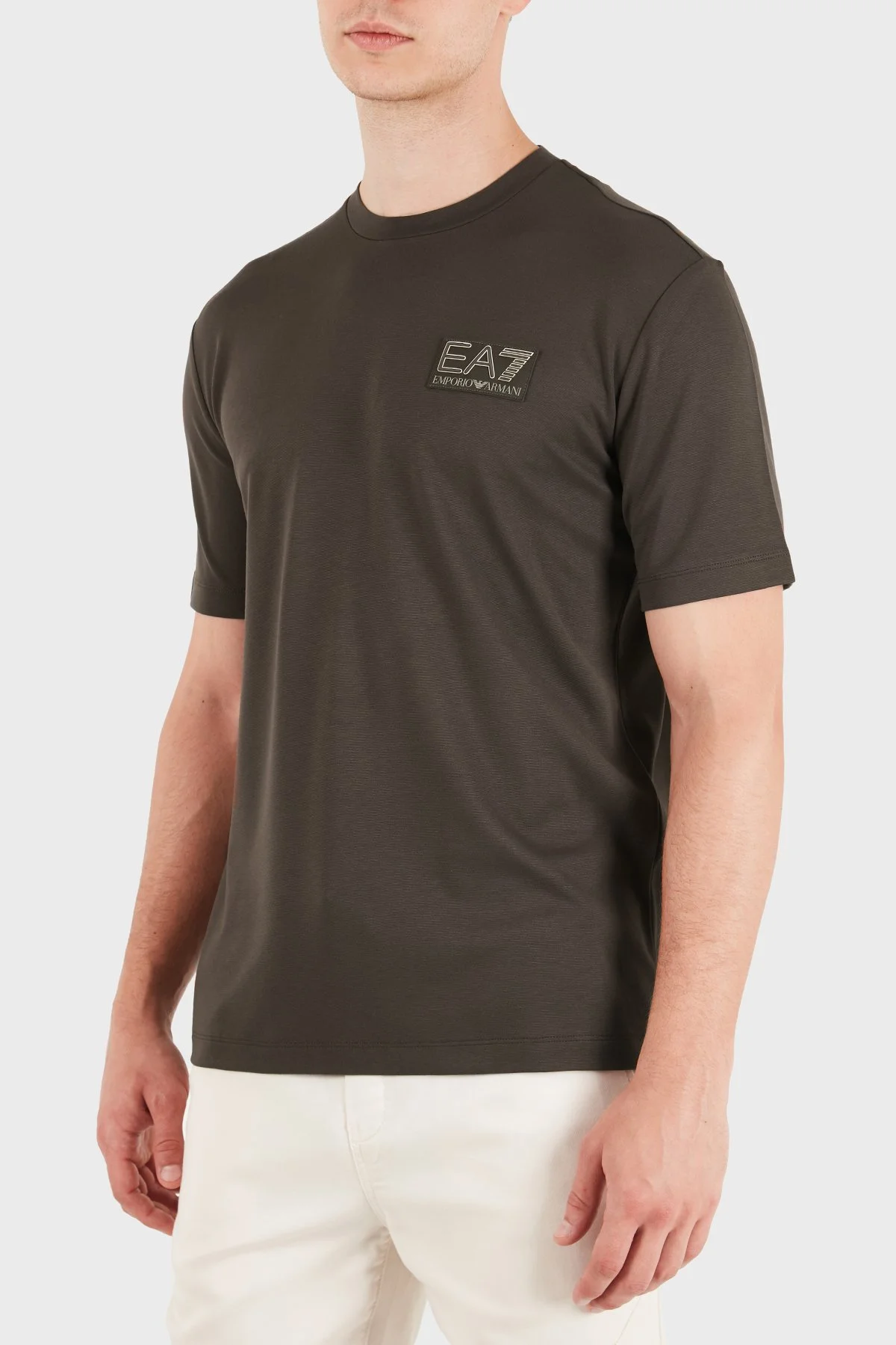 EA7 Logolu Regular Fit Bisiklet Yaka Erkek T Shirt 7M002238 AF13739 U6027 Kahve - 3