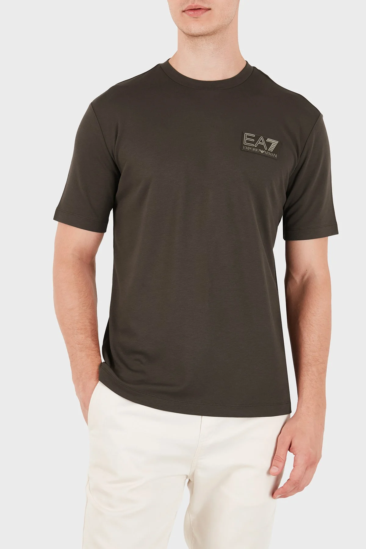 EA7 Logolu Regular Fit Bisiklet Yaka Erkek T Shirt 7M002238 AF13739 U6027 Kahve - 4