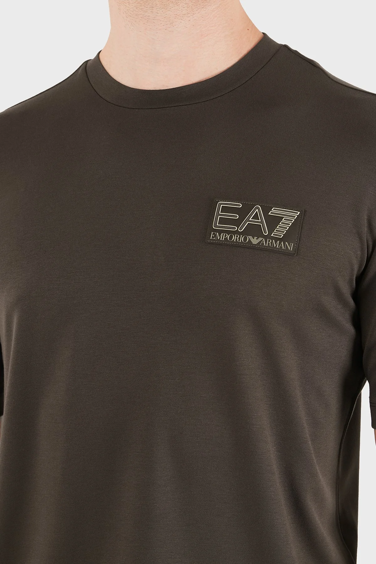 EA7 Logolu Regular Fit Bisiklet Yaka Erkek T Shirt 7M002238 AF13739 U6027 Kahve - 5