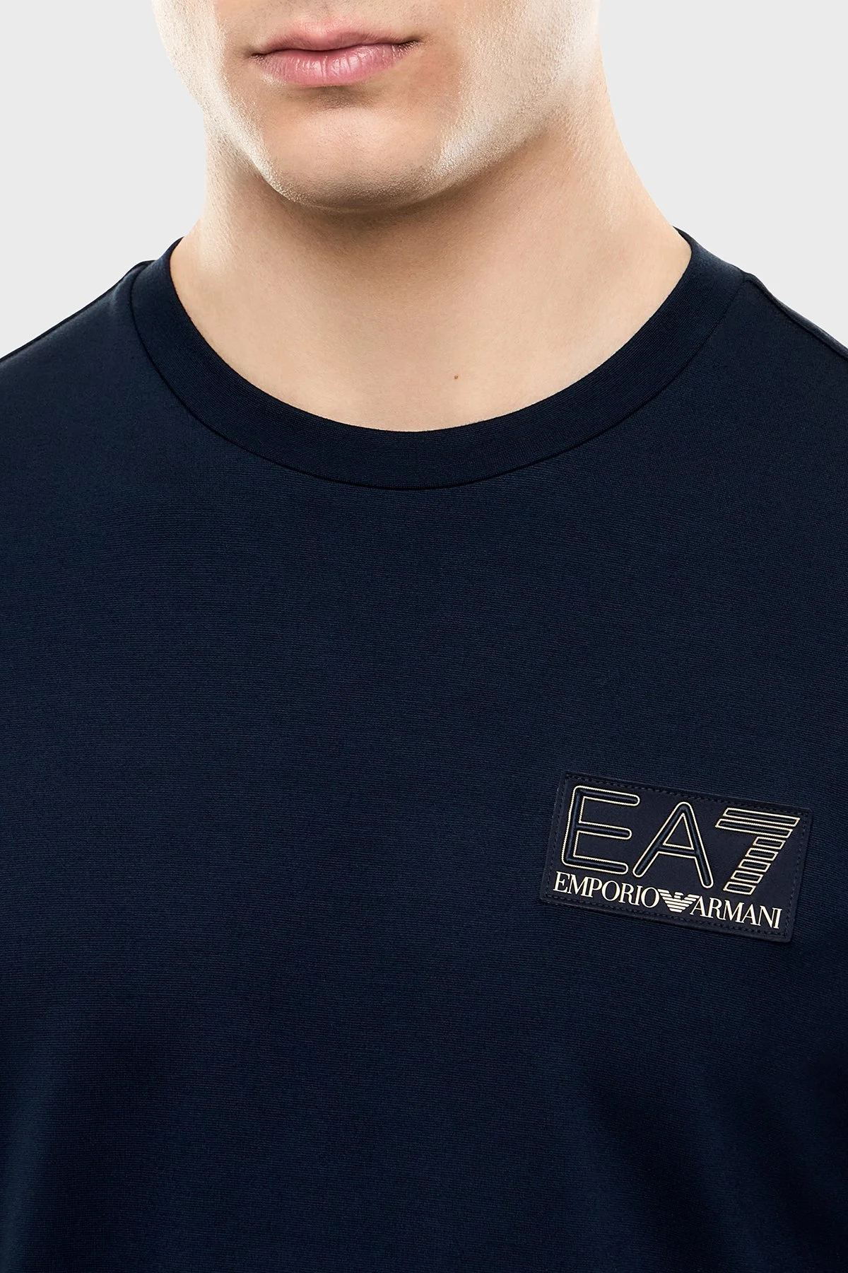 EA7 logolu Regular Fit Bisiklet Yaka Erkek T Shirt 7M002238 AF13739 UB102 Lacivert - 3
