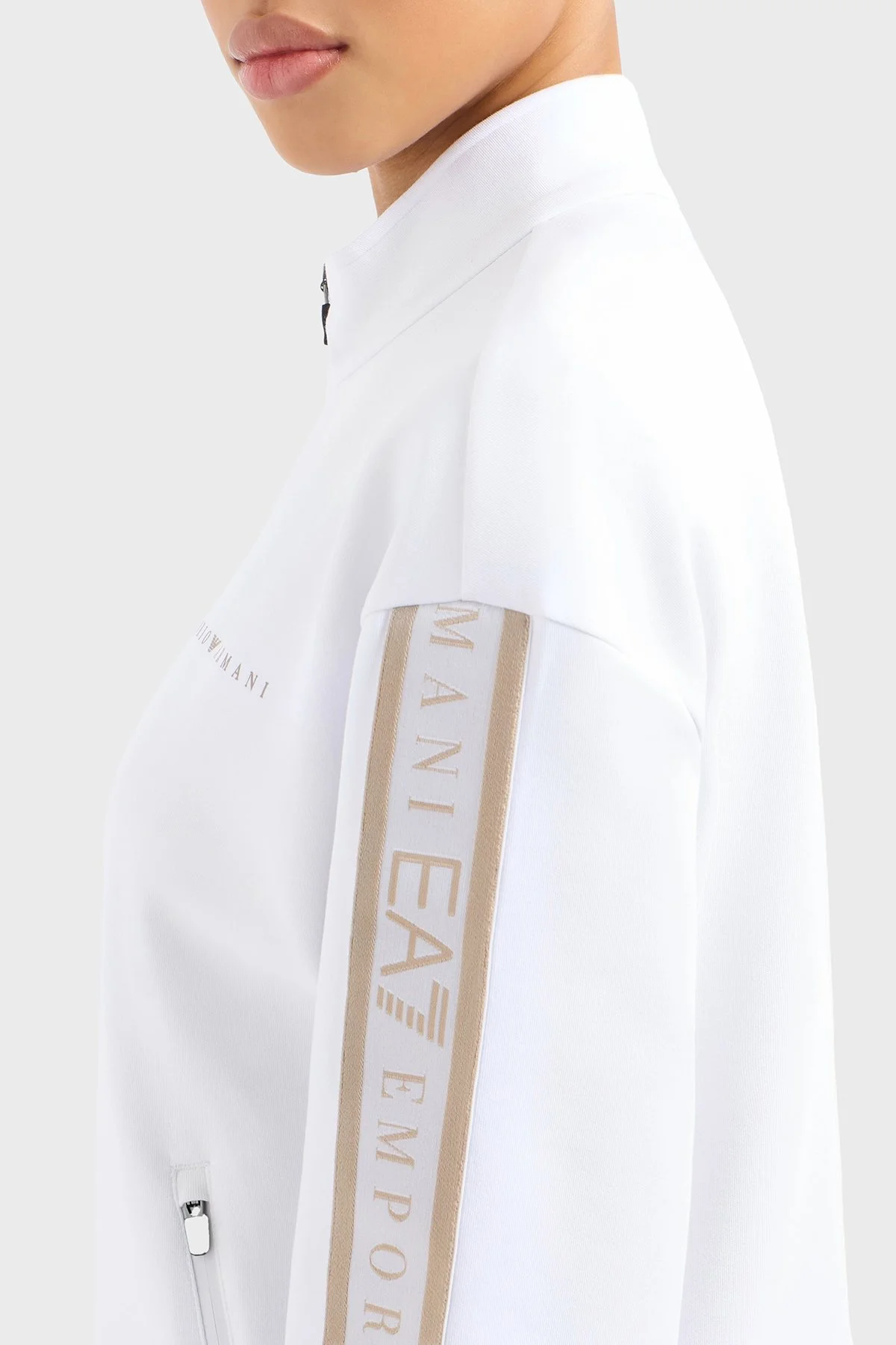 EA7 Logolu Regular Fit Dik Yaka Fermuarlı Kadın Sweat 7W000275 AF12501 U0002 BEYAZ - 4