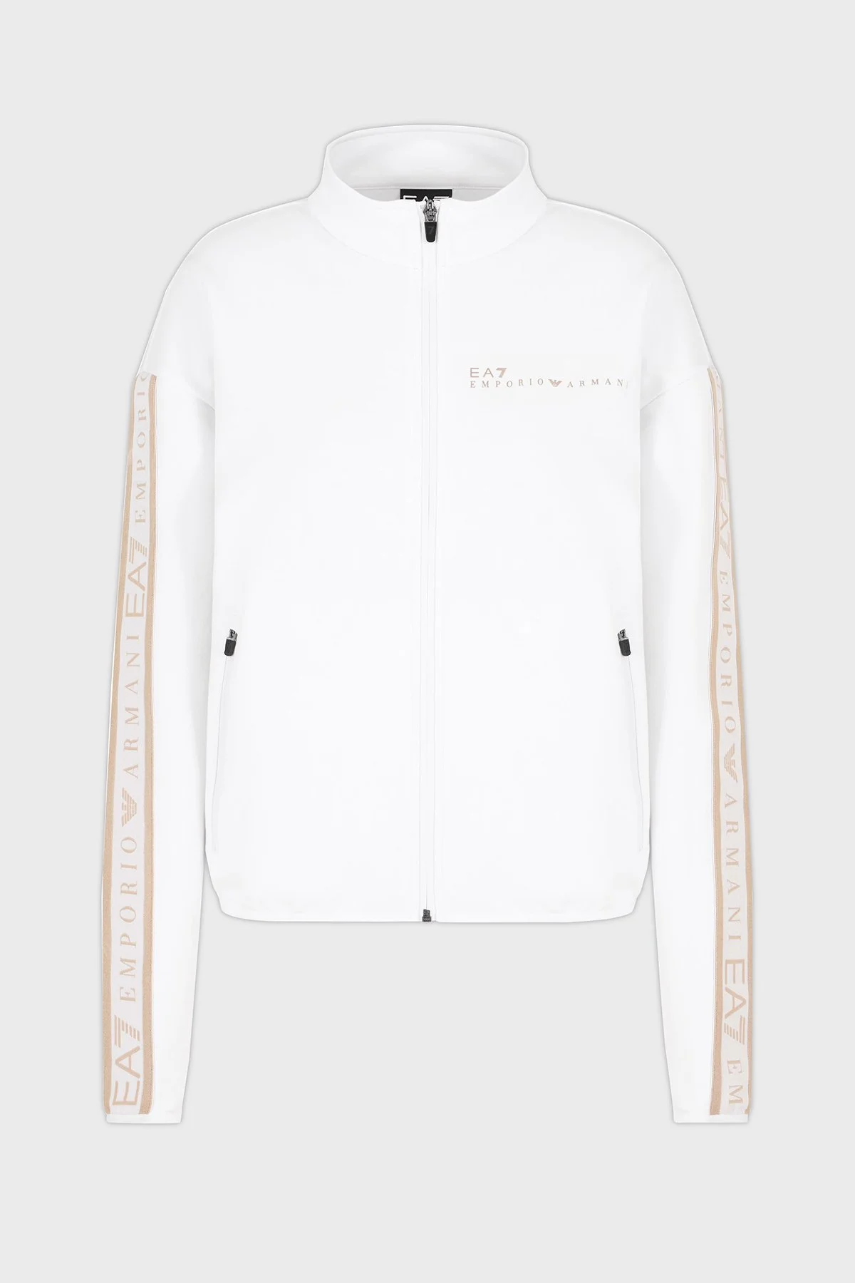 EA7 Logolu Regular Fit Dik Yaka Fermuarlı Kadın Sweat 7W000275 AF12501 U0002 BEYAZ - 5