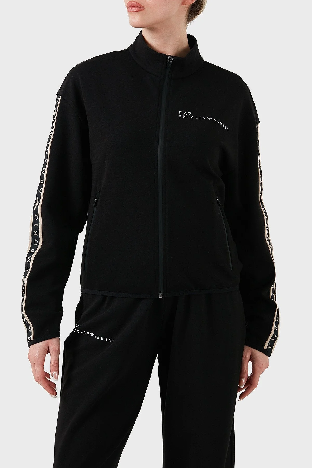 EA7 Logolu Regular Fit Dik Yaka Fermuarlı Bayan Sweat 7W000275 AF12501 UC001 SİYAH - 4
