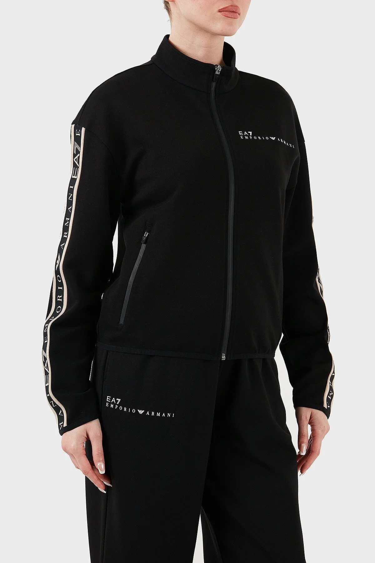 EA7 Logolu Regular Fit Dik Yaka Fermuarlı Bayan Sweat 7W000275 AF12501 UC001 SİYAH - 6